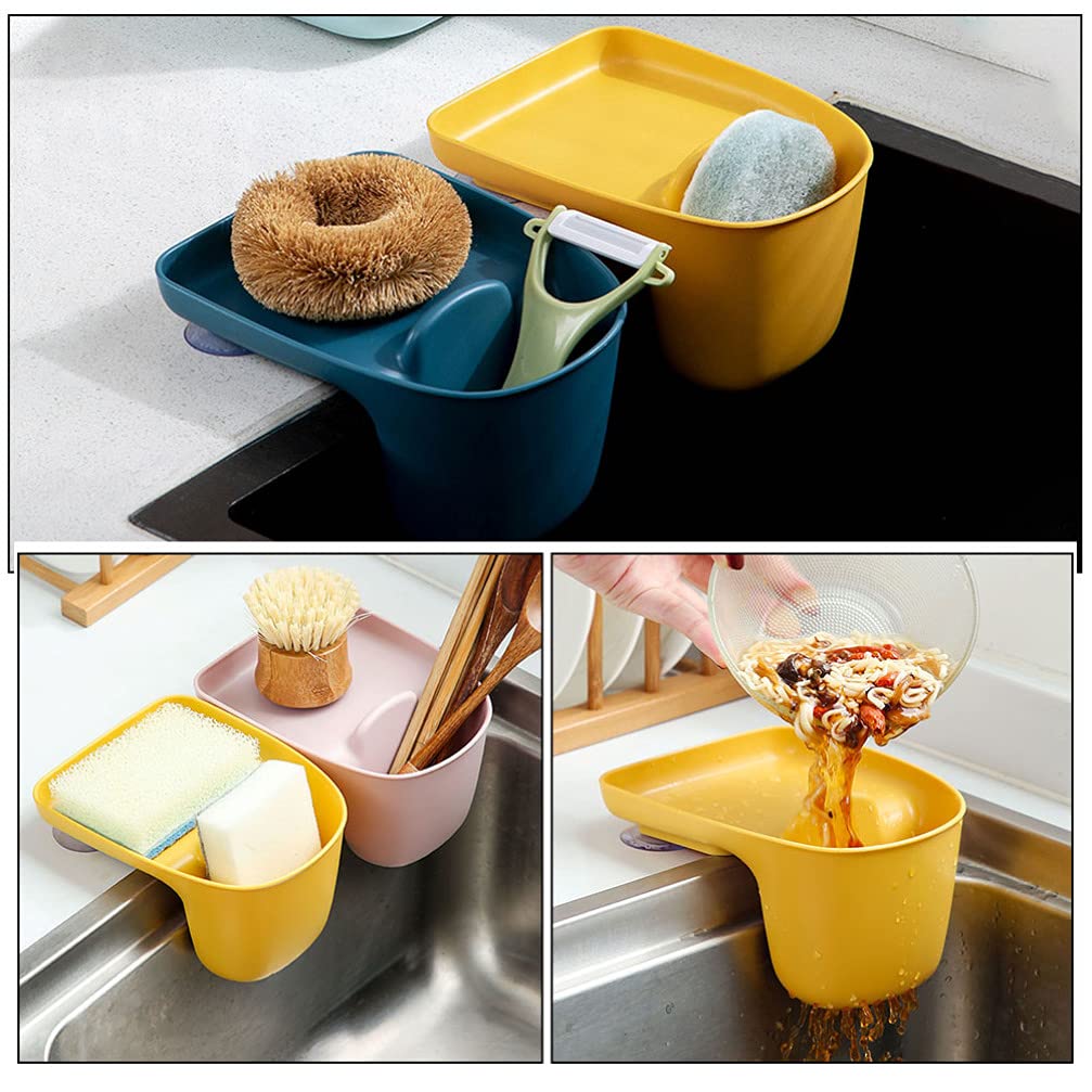 Cabilock 2-Pack Stainless Steel Sink Drainer Basket - Kitchen Sink Drain Rack & Storage Container for Dishes, Utensils, Sponges - Perfect for Draining, Organizing, and Drying in Household & Commercial Kitchens