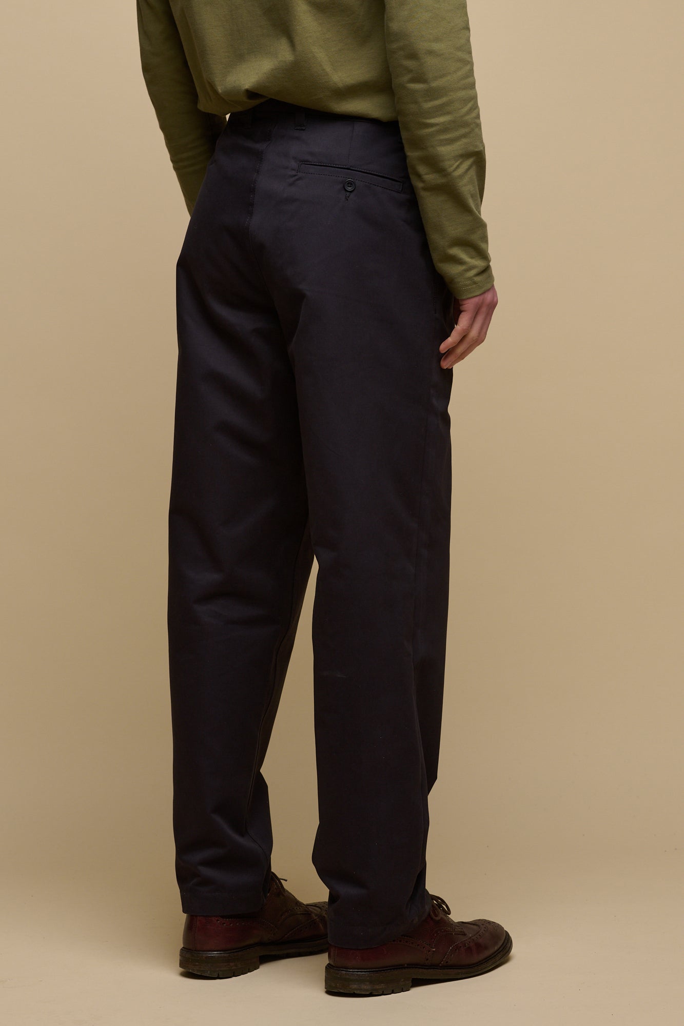 Men's Pleated Lightweight 100% Cotton Twill Chinos - Dark Navy | Comfortable Casual & Office Pants for Work & Everyday Wear
