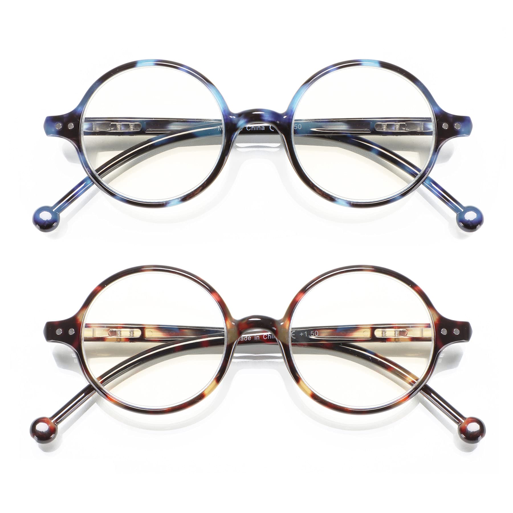 Blue Light Blocking Round Reading Glasses for Women & Men - Unisex Ultra Lightweight Circular Readers with Anti-Glare Lenses - Perfect for Computer Use, Reading, and Screen Time