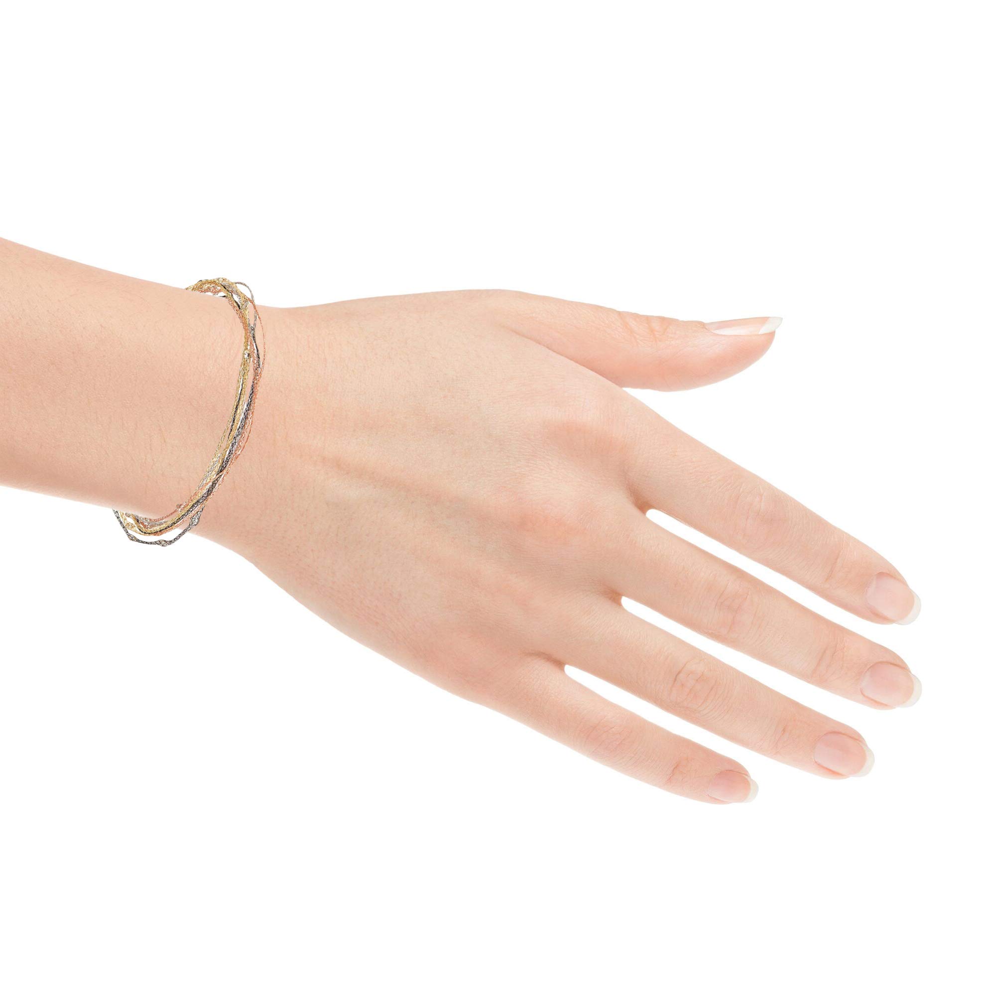 925 Sterling Silver Floating Gemstone Multi-Strand Bracelet for Women | Elegant 7.5