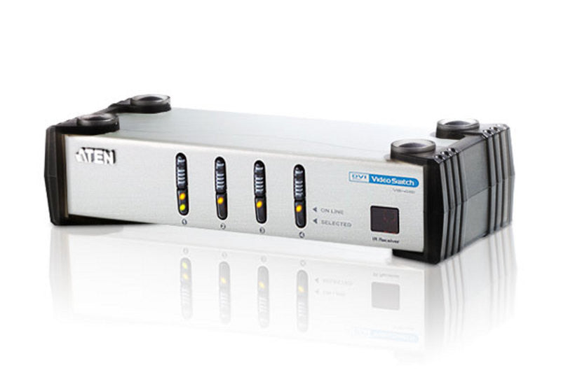 Aten VS461 4-Port DVI Video Switch with Audio Support & IR Remote Control - Perfect for Home Theater, Gaming, and Office Multi-Screen Setups