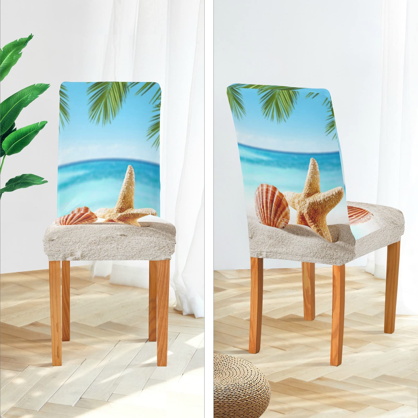 ALAZA Stretch Dining Room Chair Covers - Washable Parson Chair Slipcovers for Kitchen, Ceremony & Beach Themed Decor | Perfect for Summer Entertaining & Coastal Home Design