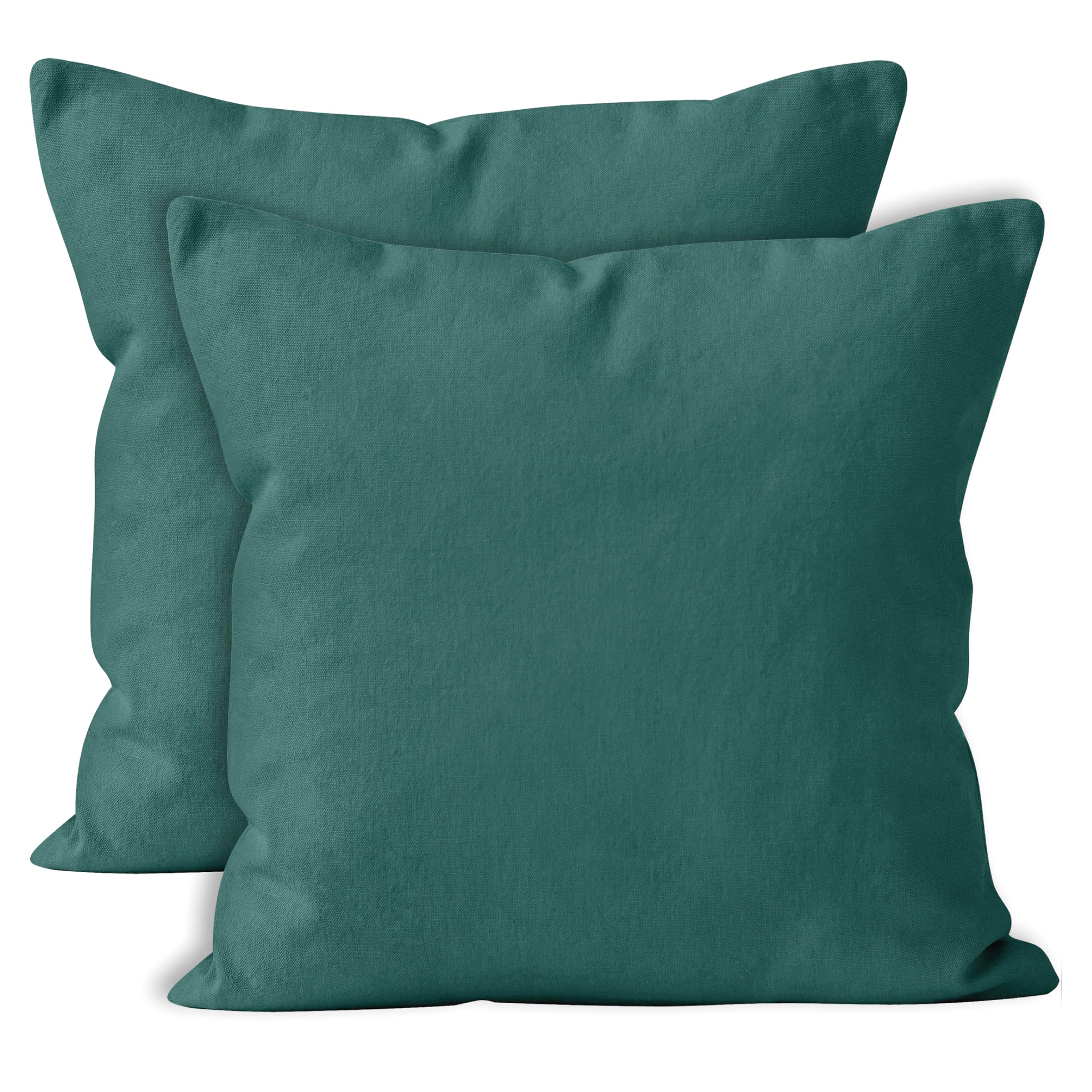 Premium Encasa XO Throw Pillow Covers 24x24 Inches (Set of 2) - Emerald Green Cotton Decorative Cushion Covers with Hidden Zipper Closure for Sofa, Bed, Living Room - Soft & Stylish Home Decor Accent Pieces for Cozy Reading Nooks & Lounge Areas