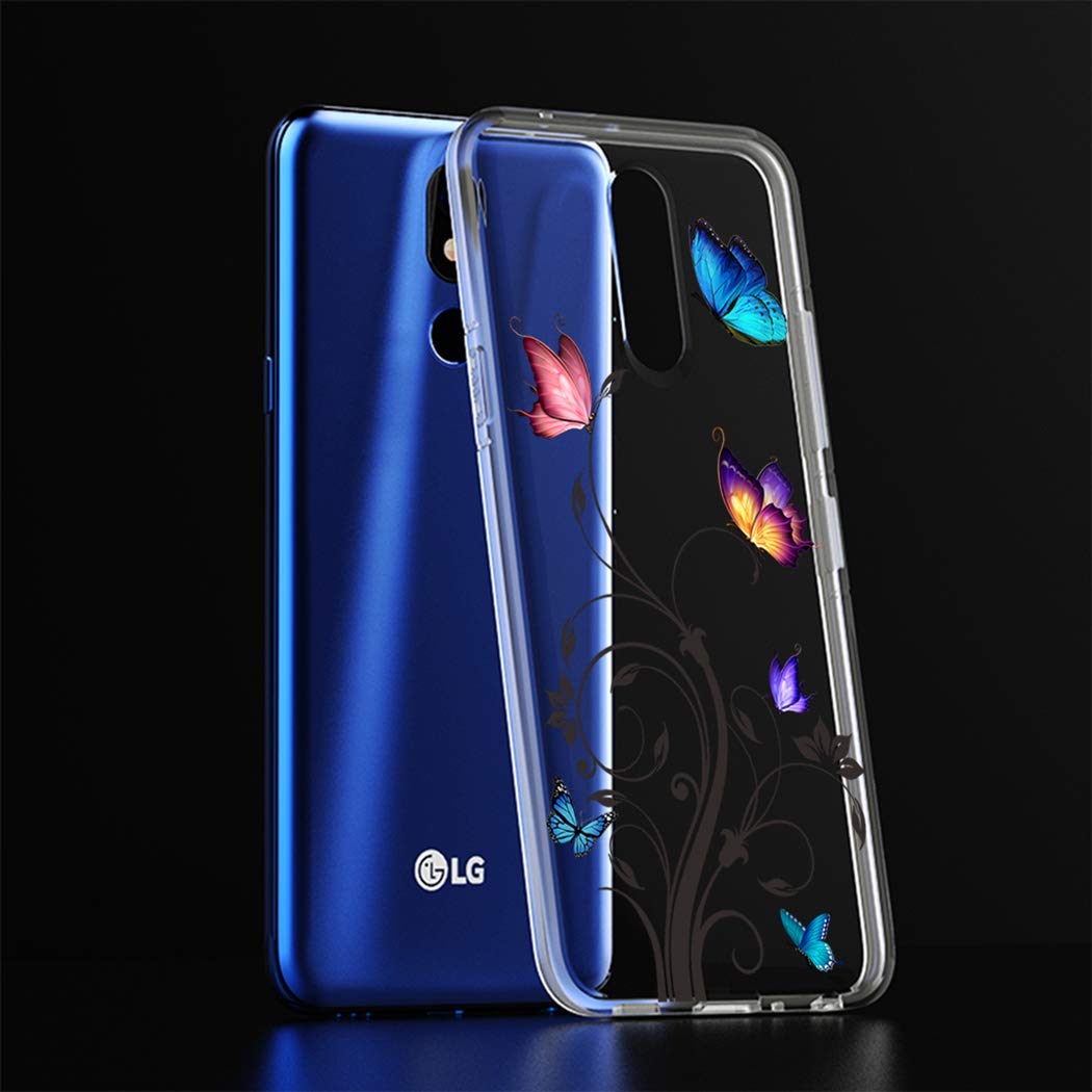 Shockproof Clear TPU Phone Case for LG K40 / K12 Plus / X4 2019 / Solo LTE / Harmony 3 / Xpression Plus 2 - Soft Protective Transparent Cover for Women & Girls (Butterfly Design) - Perfect for Everyday Use, Work & Travel Protection