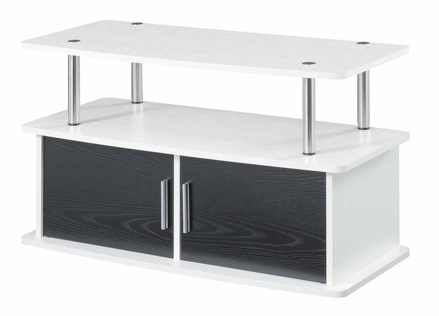 Convenience Concepts Designs2Go Deluxe 2-Door TV Stand with Storage Cabinets - White - Perfect for Living Room, Bedroom & Home Theater Setup