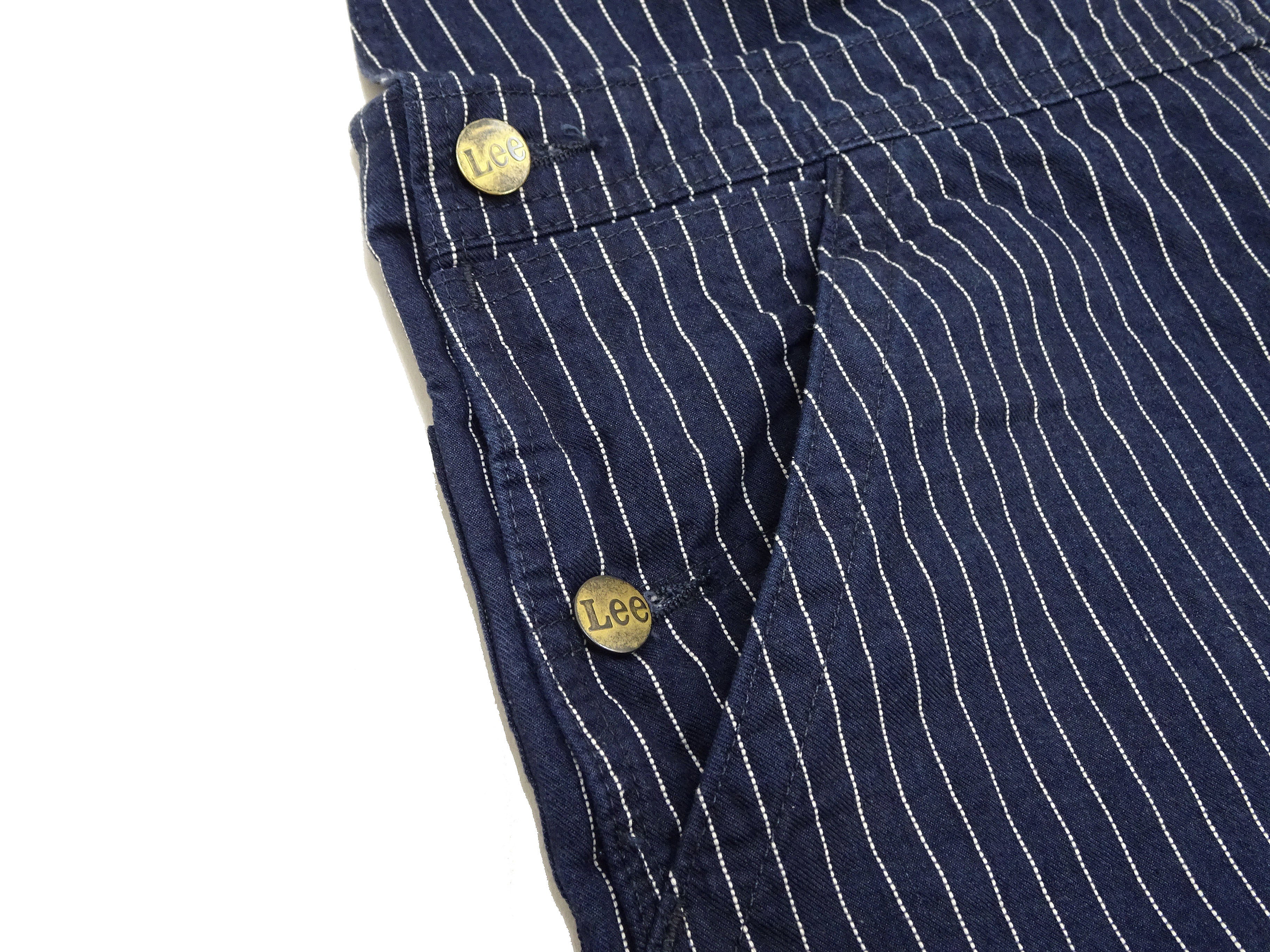 Lee Men's LM7254 Indigo Twill Bib Overalls with White Pinstripe Stitching - Durable Denim Workwear for Farming, Construction & Casual Wear