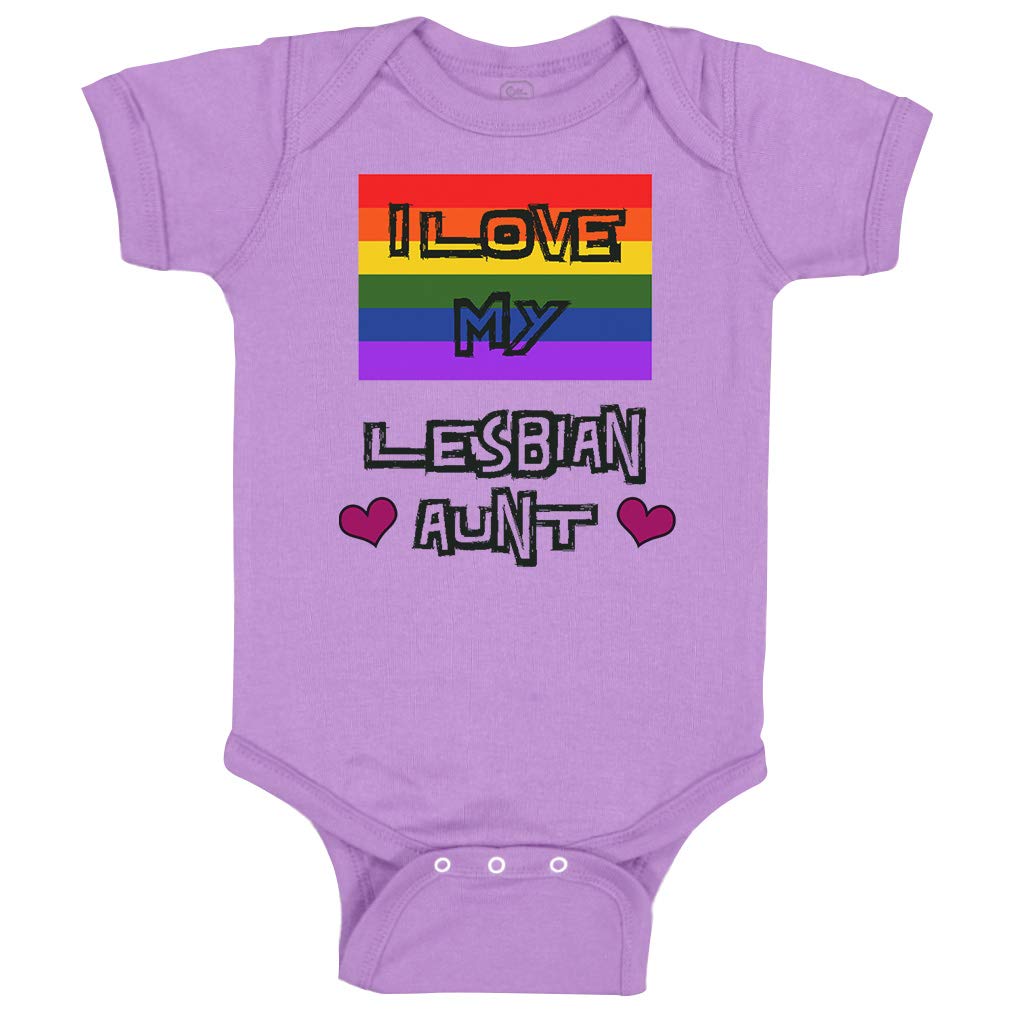 Custom Baby Bodysuit - I Love My Lesbian Aunt with Rainbow Flag - LGBTQ+ Pride Funny Cotton Onesie - Perfect for Pride Parades, Family Gatherings & LGBTQ+ Celebrations