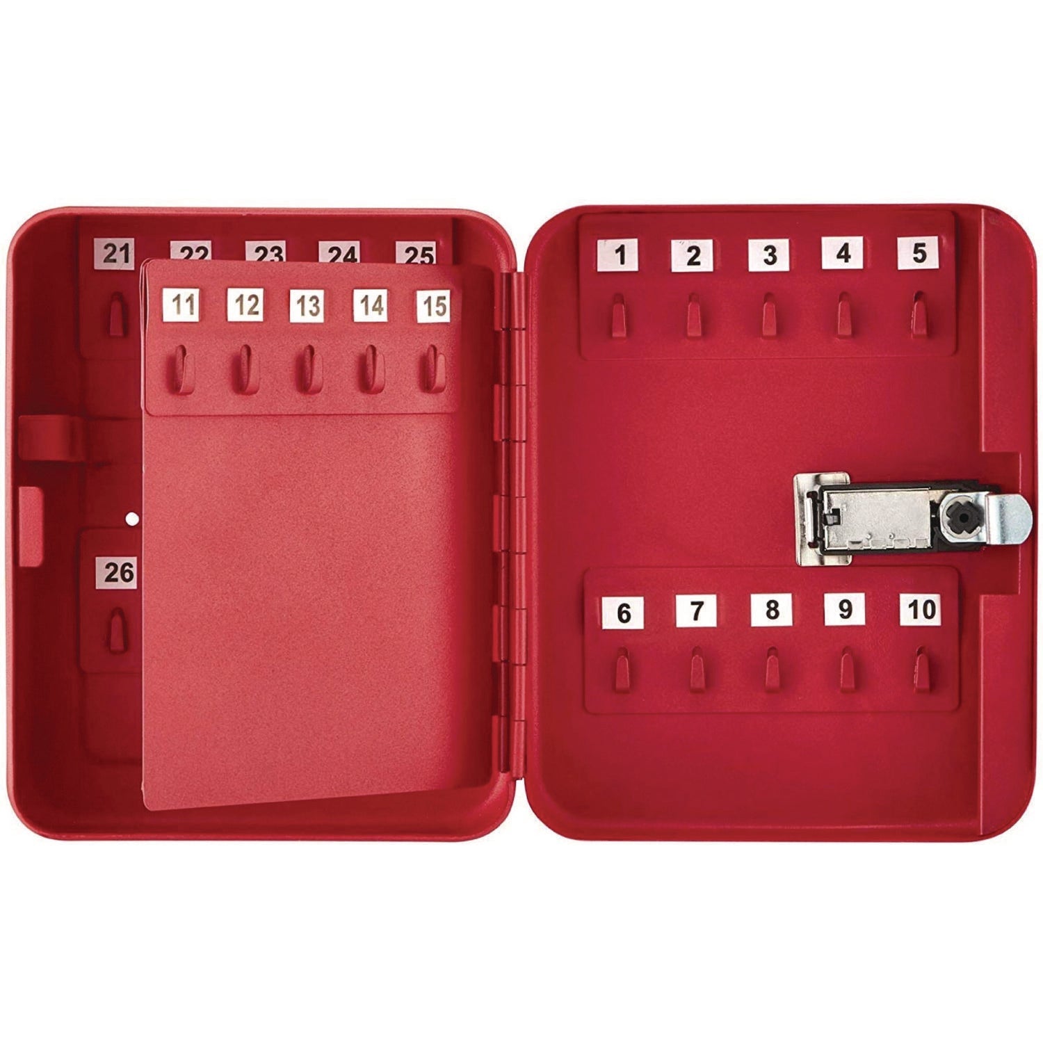AdirOffice 48-Key Steel Key Cabinet with Secure Key Lock - 7.1 x 3.1 x 10 Inches, Stainless Steel 304 Construction in Red - Perfect for Home, Office, Hotel & School Key Organization