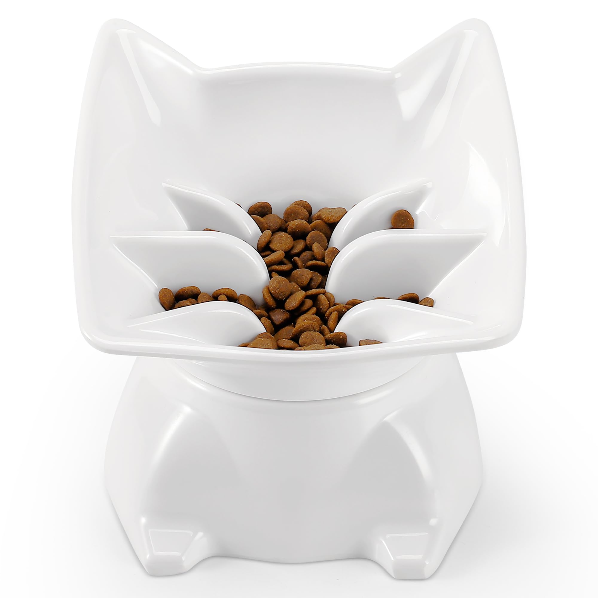 Elevated Slow Feeder Cat Bowl - Anti Vomiting Pet Dish for Cats & Small Dogs - Perfect for Dry/Wet Food at Home