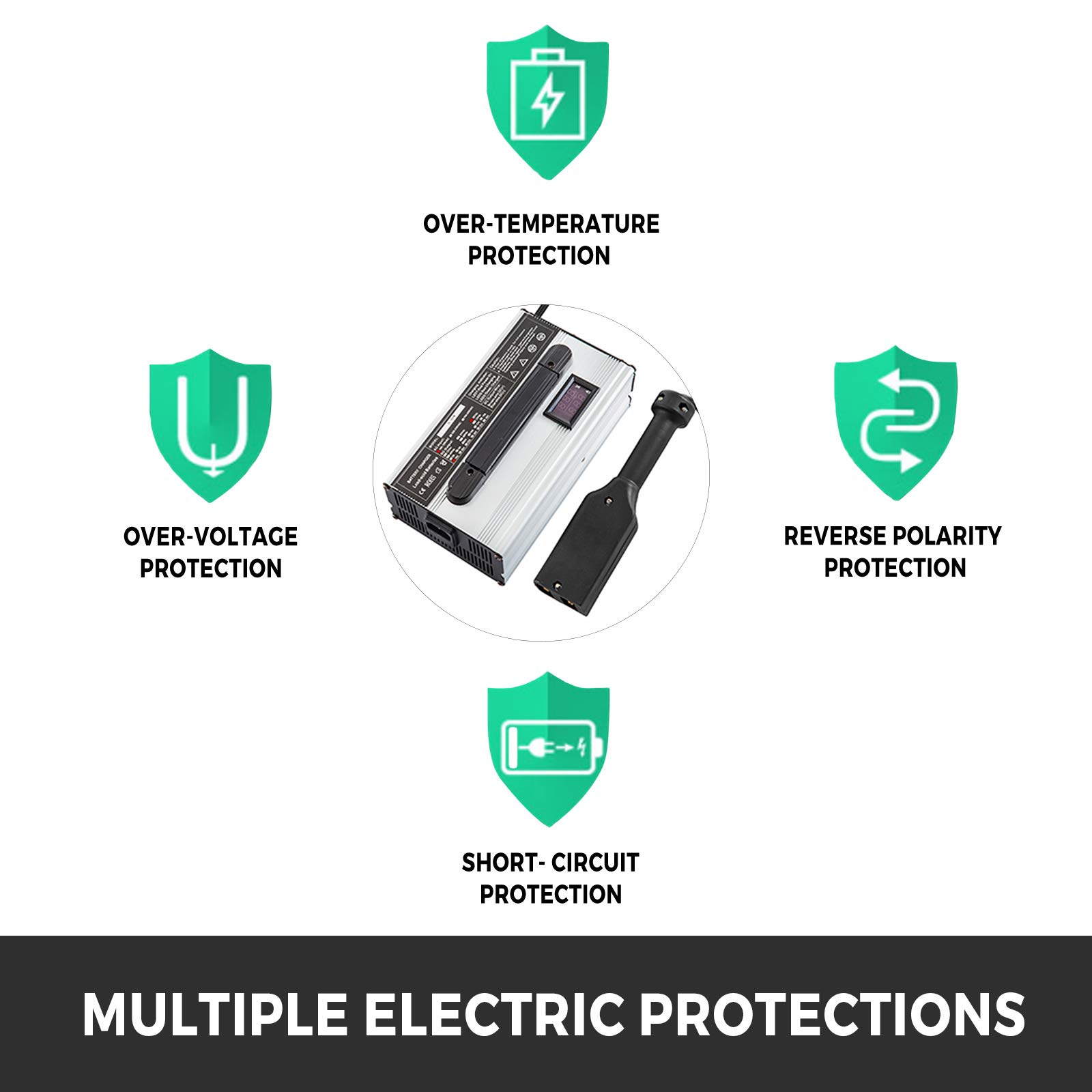BestEquip 36V 18A Golf Cart Battery Charger with Connector Plug - Compatible with Club Car, EZ Go & Yamaha Carts - LED Status Light for Easy Monitoring - Perfect for Home, Golf Course & RV Use