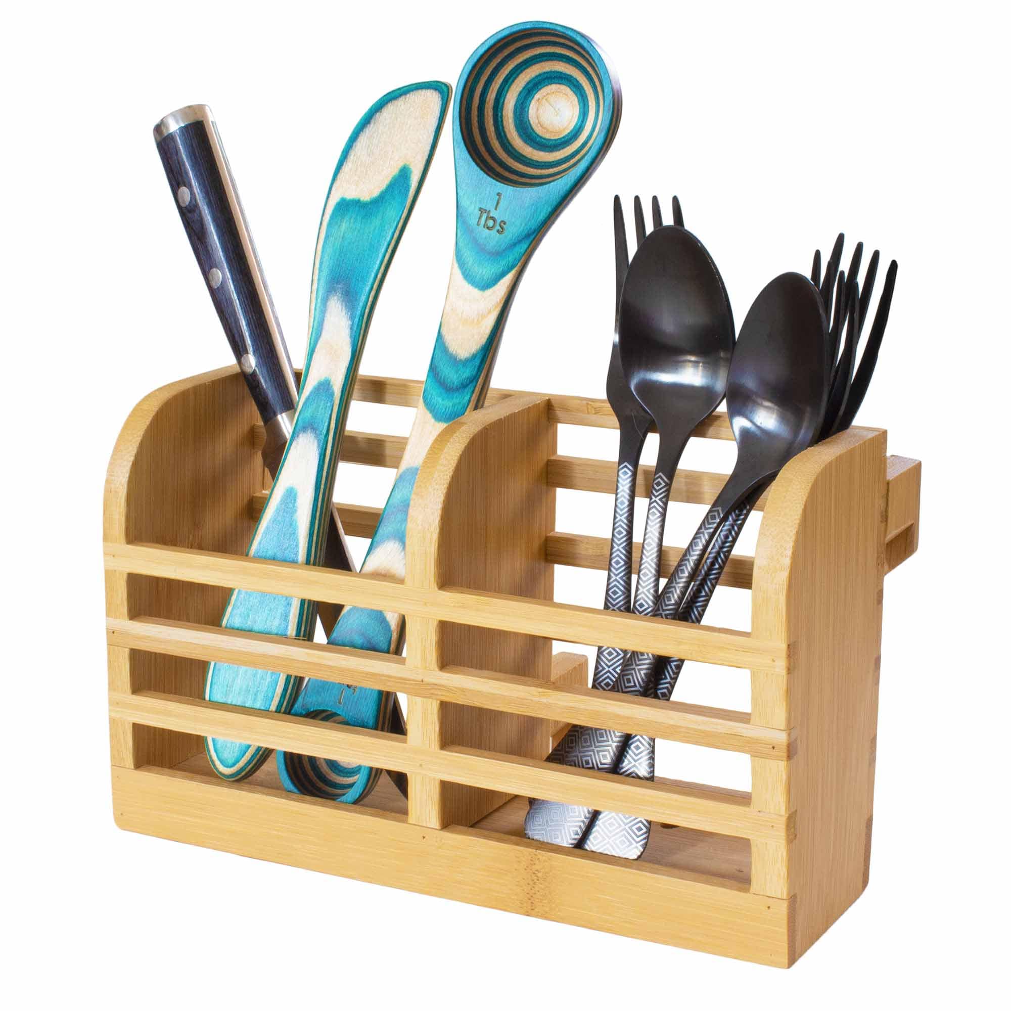 Stainless Steel Utensil Holder for Collapsible Dish Rack - Space Saving Kitchen Organizer for Drying Spoons, Forks & Knives - Perfect for Small Apartments & RVs