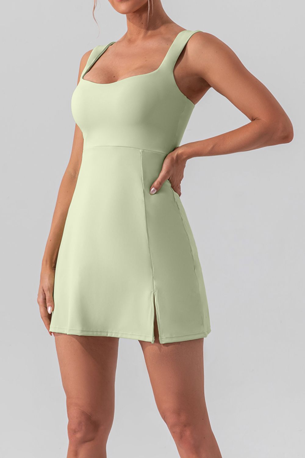 Square Neck Sleeveless Slit Pickleball Dress for Women - Athletic Tennis Dress with Side Slit for Comfort & Style - Perfect for Pickleball, Tennis & Summer Sports