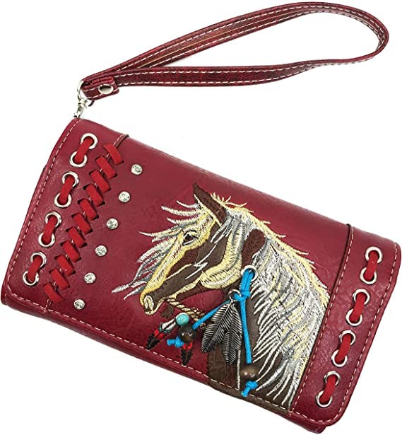 Western Women's Horse Embroidery Crossbody Wallet - Perfect for Rodeo & Country Outings