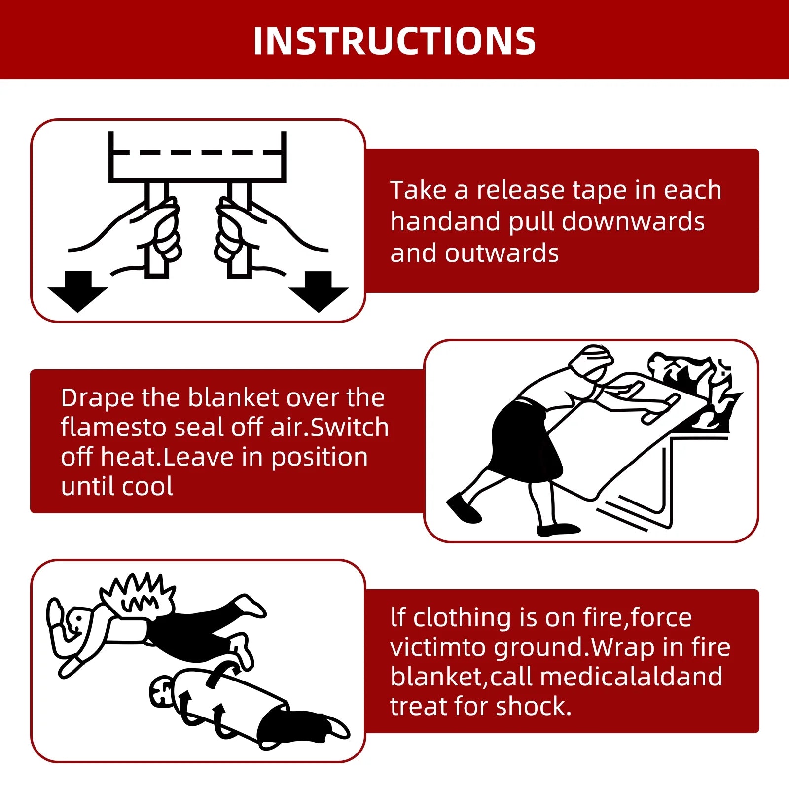 Fire Blanket - Emergency Fire Safety Blanket for Kitchen, Grill & Camping - Flame Retardant & Heat Resistant - Perfect for Home, Office & Outdoor Use