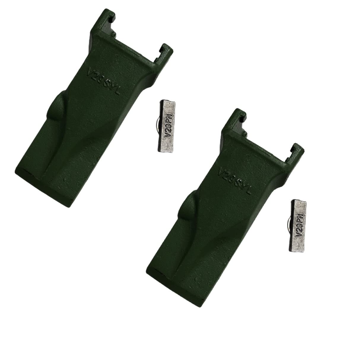 2 Pack FITS V29 V29SYL V Style Bucket Teeth with 29 PN Flex Pins - Heavy Duty Excavator Digging Teeth for Construction, Mining, and Landscaping Equipment