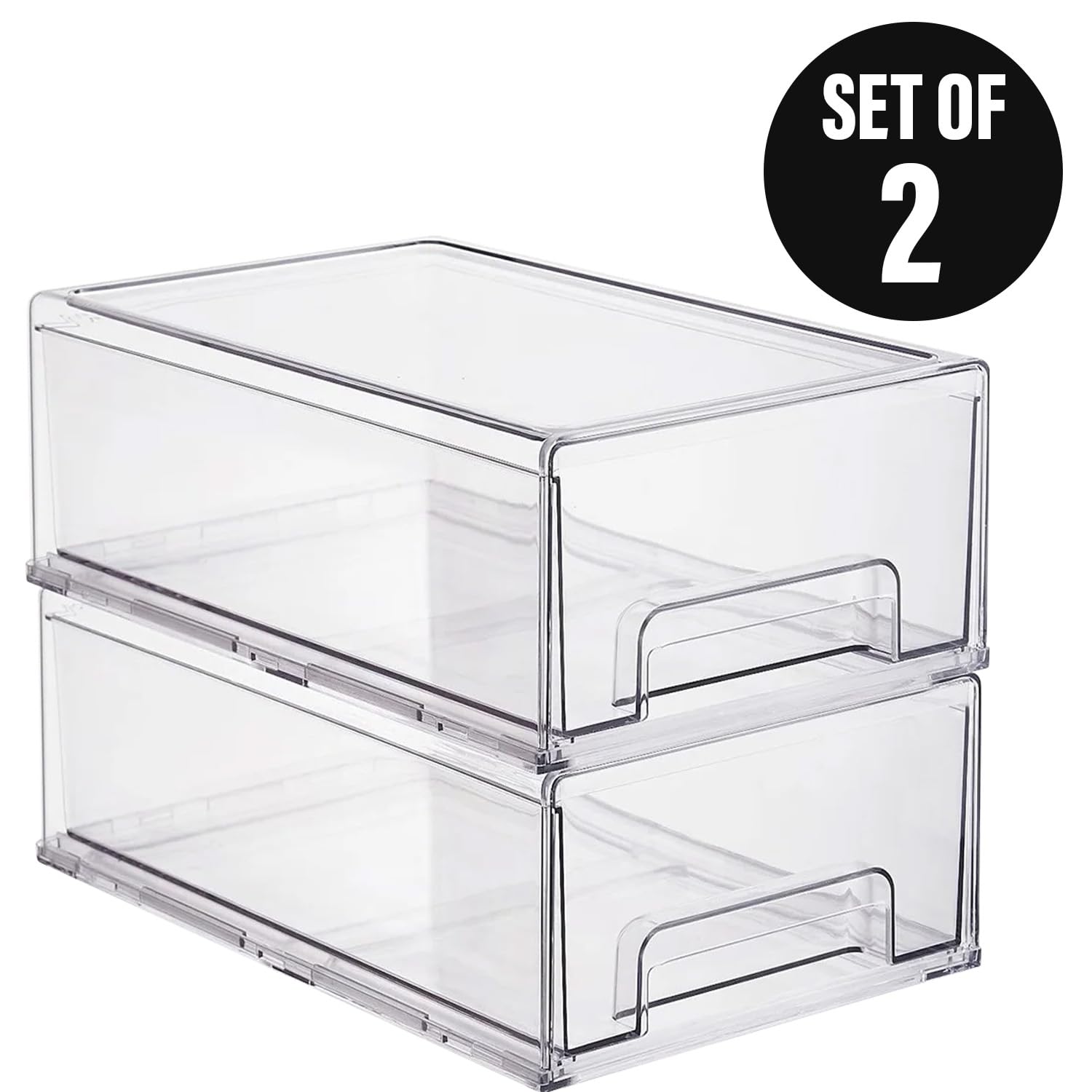 Clear Plastic Storage Drawer Organizer Bins - Versatile Kitchen, Pantry & Fridge Organization Solutions for Efficient Home Storage and Decluttering