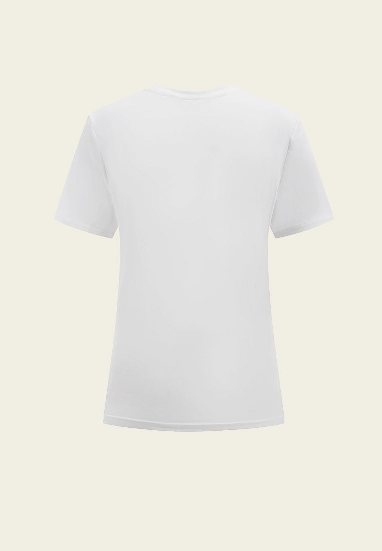 Embellished Shoulder White T-Shirt for Women - Trendy Casual Top for Everyday Wear, Parties & Outings