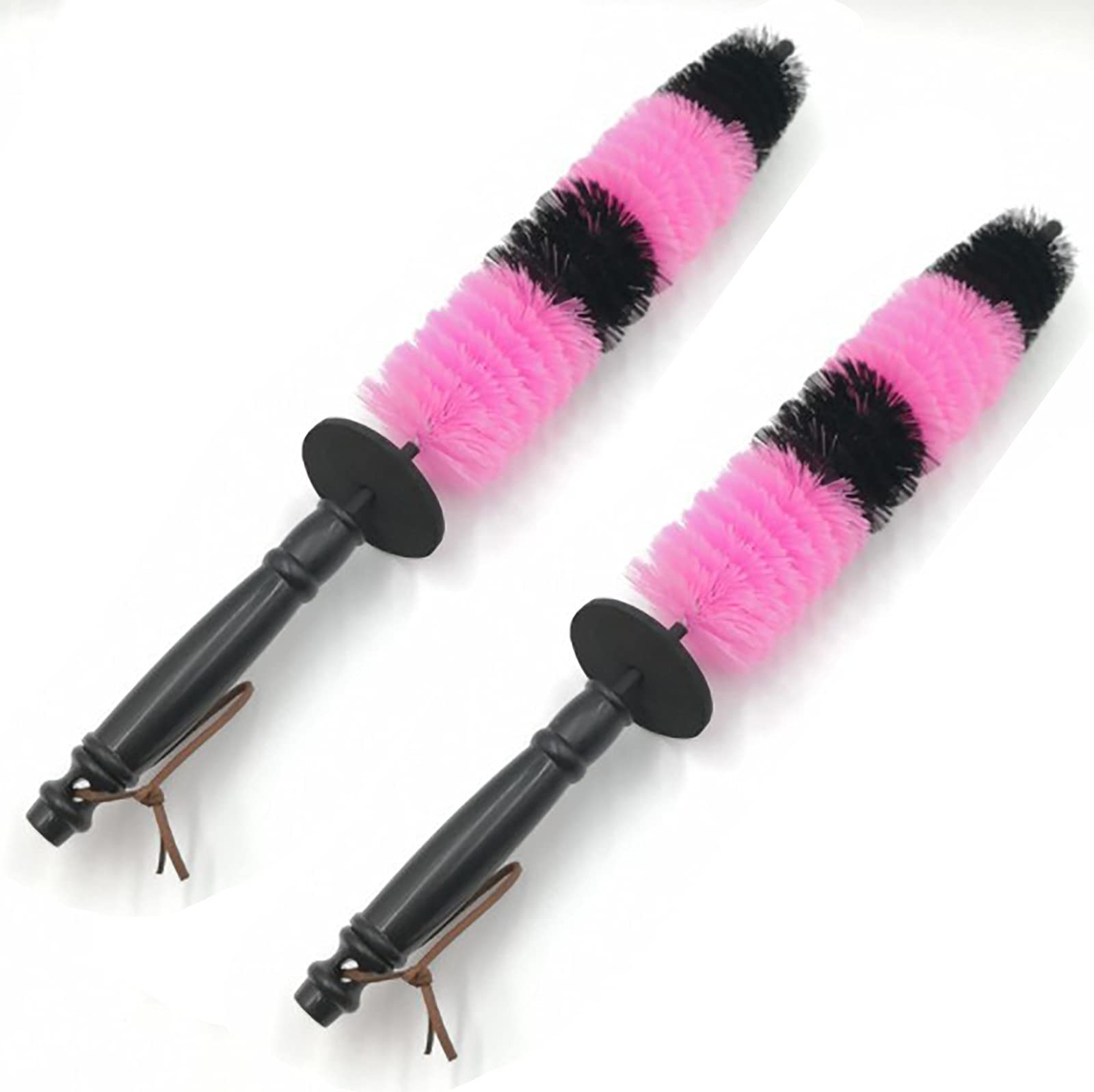 2 Pack Car Cleaning Brush Set - Durable Tire & Wheel Brush for Wet & Dry Cleaning (Pink & Black) - Perfect for Car Detailing, Auto Wash & Interior Cleaning