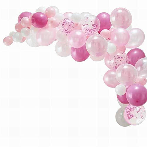 16Ft White & Gold Balloon Garland Arch Kit - Latex Balloons Pack for Baby Shower, Wedding, Birthday, Bachelorette Party Backdrop Decorations (Pink) | Perfect for Indoor & Outdoor Celebrations, Photo Booths, and Event Backgrounds