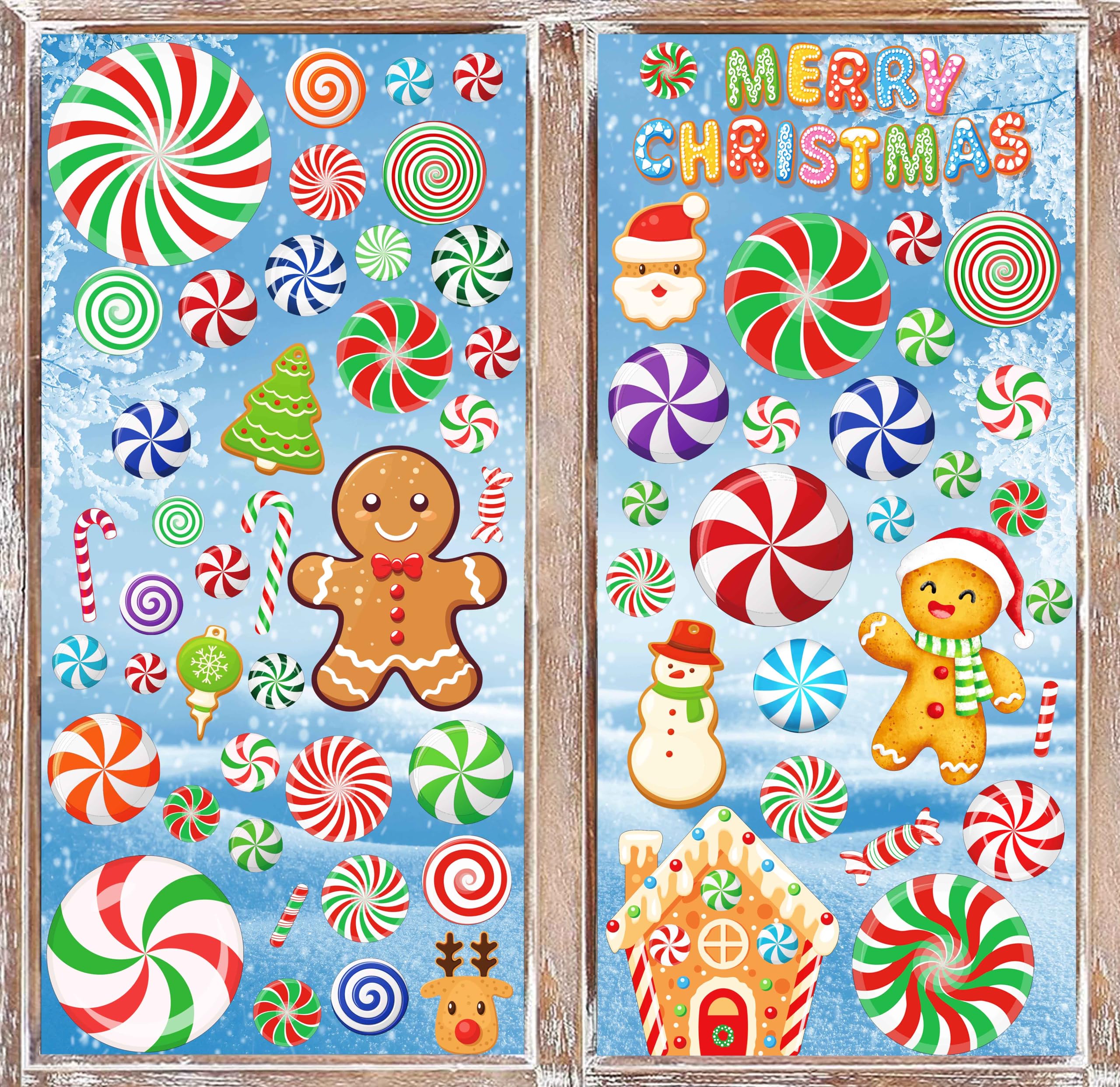 Festive Christmas Candy Cane Window Clings - Holiday Window Stickers & Decals for Home, School, Office Decor (Set of 24) - Perfect for Glass Doors, Windows, Classrooms & Holiday Party Decorations