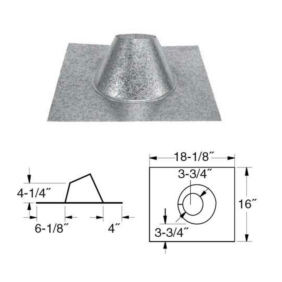 Duravent 4 PelletVent Pro Adjustable Roof Flashing 4PVP F6 - Pellet Stove Vent Pipe Roof Flashing Kit for Wood Pellet Stoves & Insulated Chimney Pipes - Perfect for Home Heating & Roof Ventilation Systems