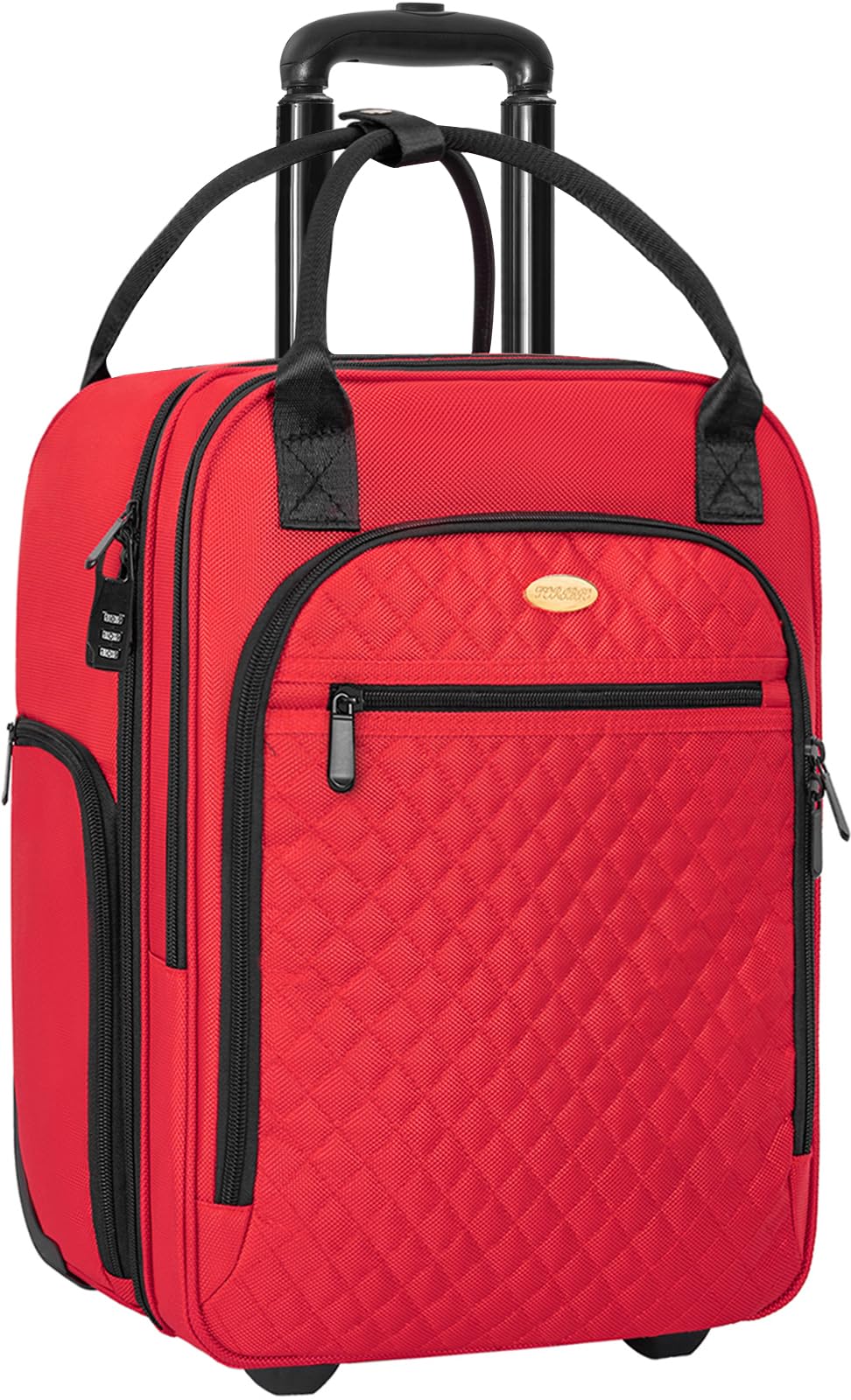 TORIBIO 16.5 Inch Lightweight Carry On Underseat Luggage with Wheels - Compact Overnight Suitcase for Men & Women, Perfect for Air Travel & Business Trips (Red) - Ideal for Short Getaways & Weekend Business Travel