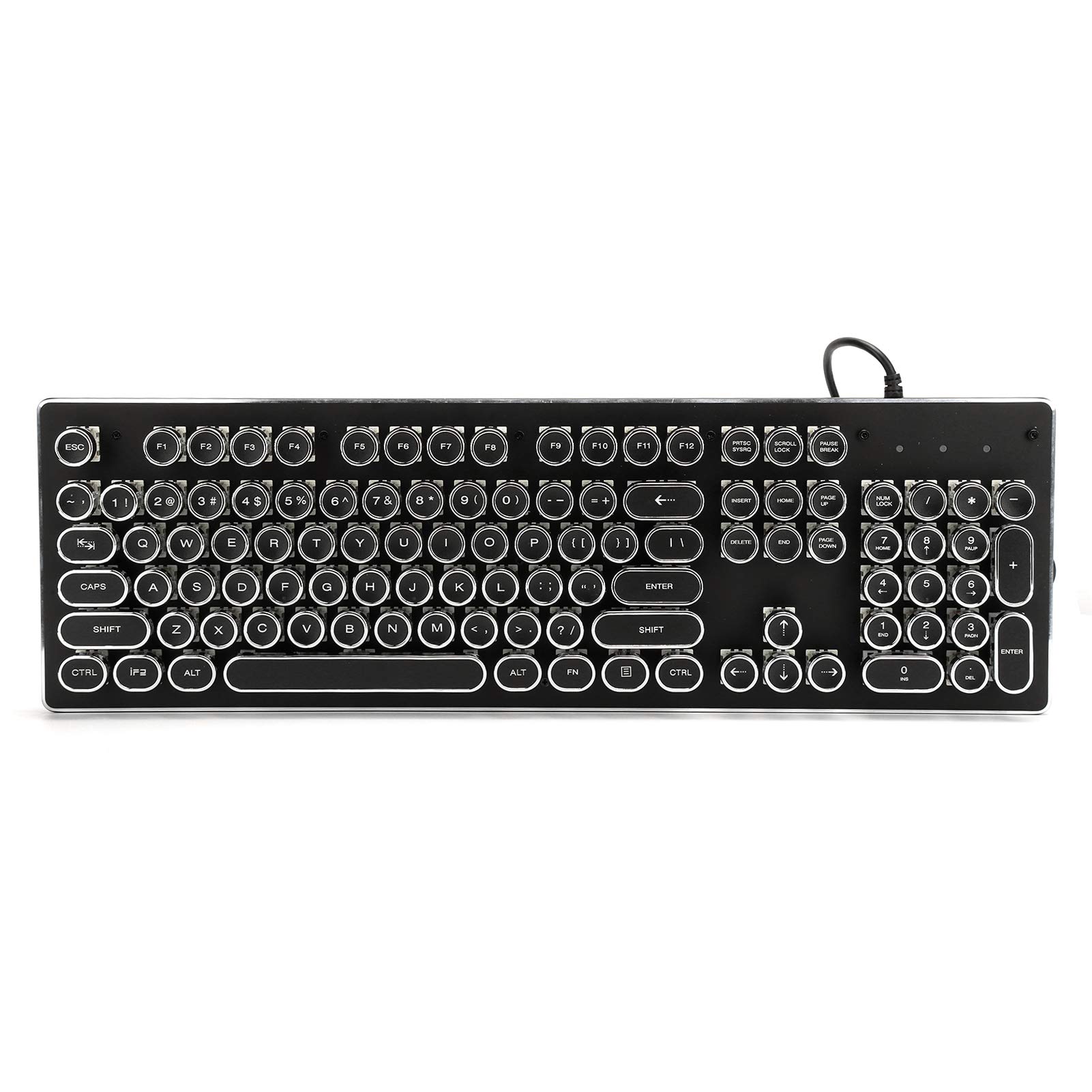 Retro Wired Mechanical Gaming Keyboard - 104 Keys with Mixed RGB Backlight, Ergonomic Design for PC Gamers | Perfect for FPS, MMO & Typing (Black)