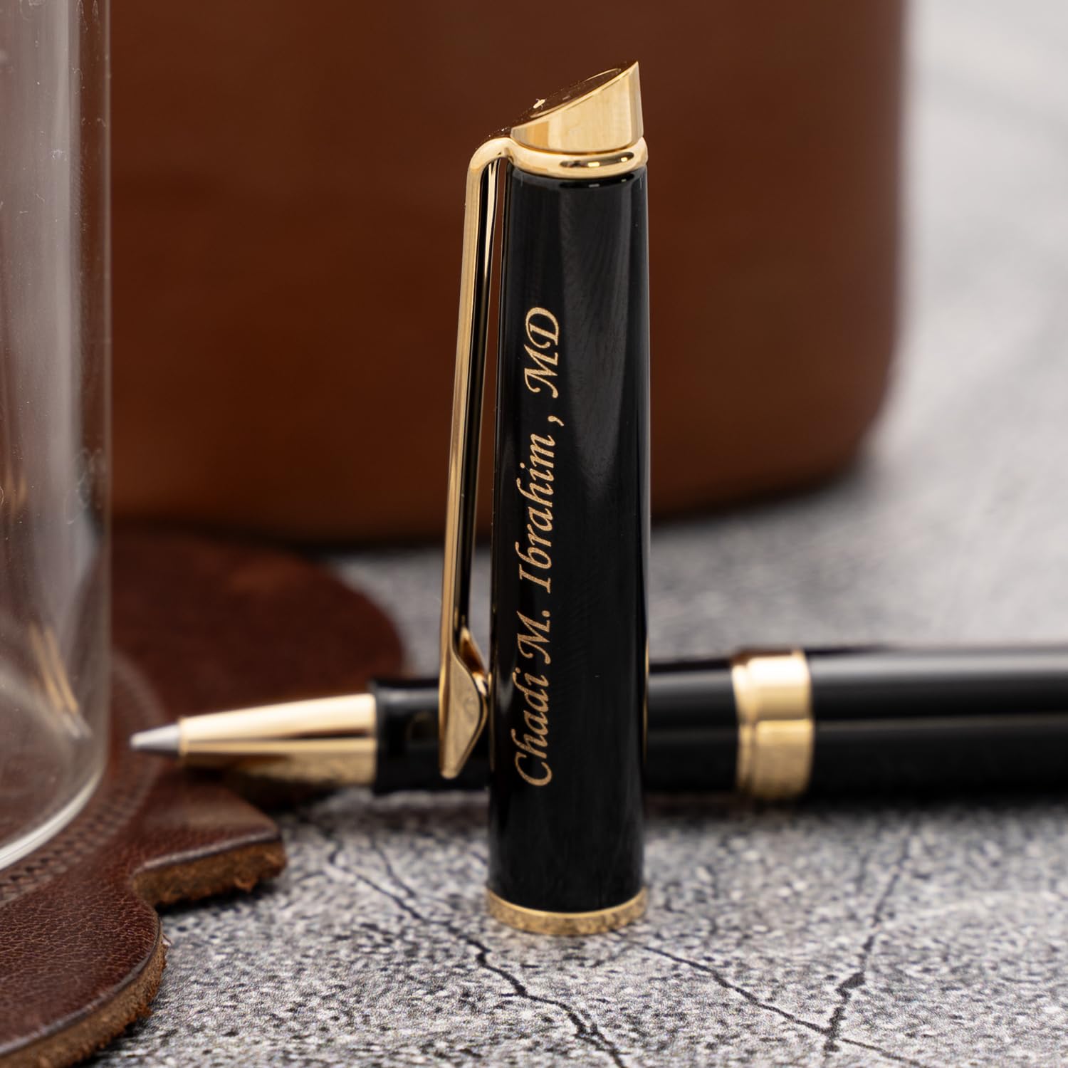 Personalized Waterman Hemisphere Black & Gold Rollerball Pen - Custom Engraved Gift for Friends, Family & Colleagues | Luxury Writing Instrument for Business, Graduation & Special Occasions