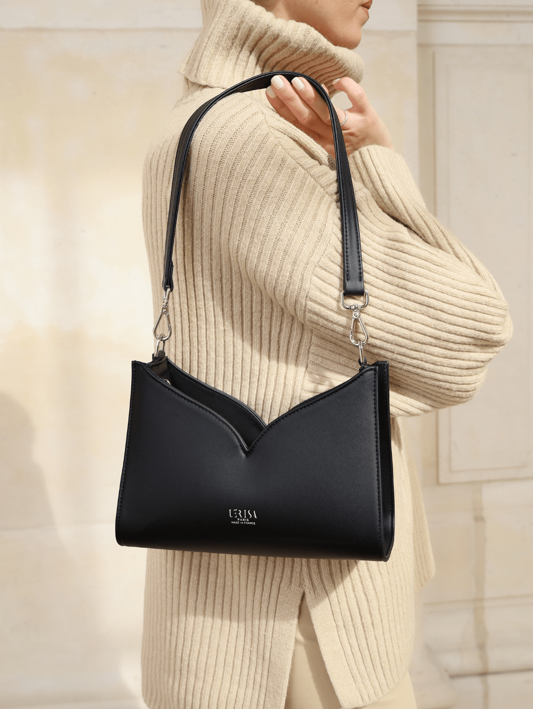 Lerisa Vegan Grape Leather Crossbody Bag for Women | Black | Stylish & Eco-Friendly Purse for Daily Use, Work, and Travel
