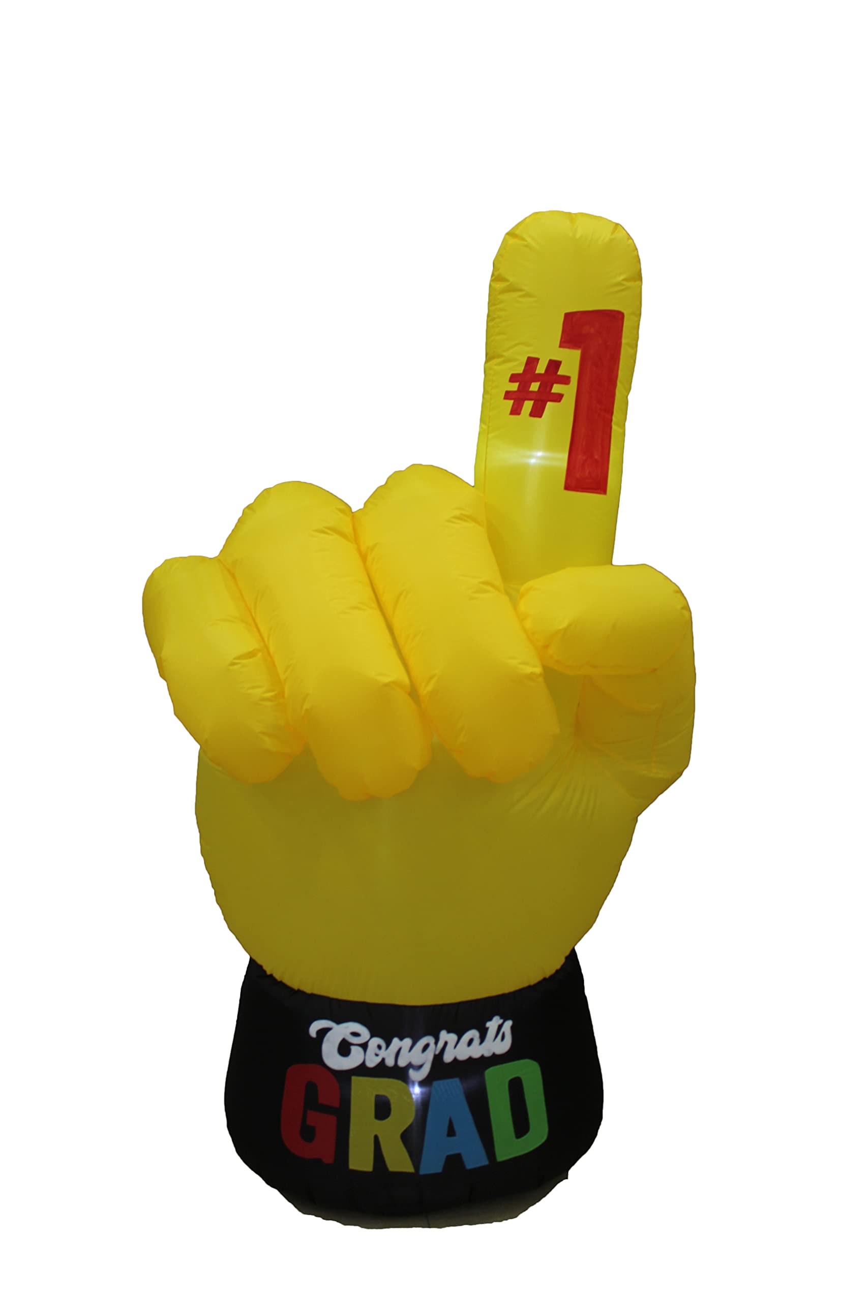 #1 Graduation Hand & Happy Birthday Cake Inflatable Decorations Set - 6ft Tall Yellow Finger Shape Congrats Sign & Giant Birthday Cake with Candles - Perfect for Graduation Parties, Birthday Celebrations, and Outdoor Events