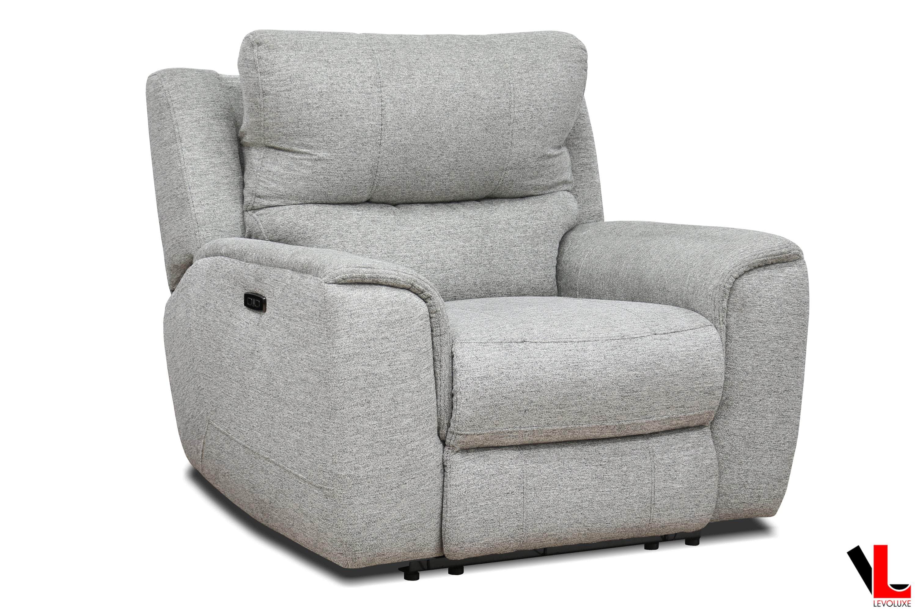 Sentinel 43 Power Reclining Chair with Adjustable Headrest - Soft Tweed Ash Fabric - Comfortable Living Room Recliner for Home Theater, Reading & Relaxation