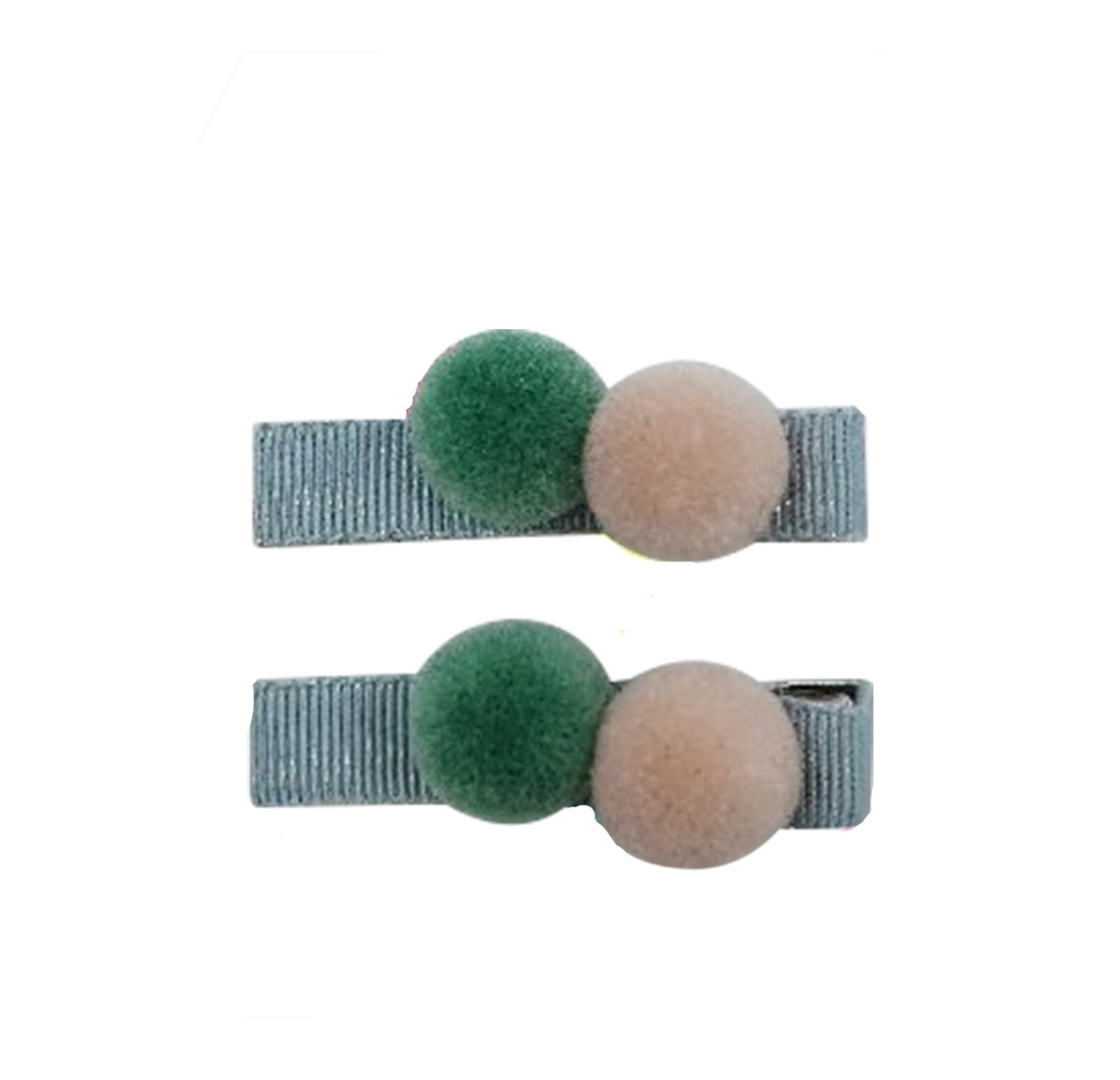 Five / Eleven Hair Clips with Pom Poms - Blue, Green, Pink for Girls, Women | Stylish Hair Accessories for School, Parties, and Everyday Wear
