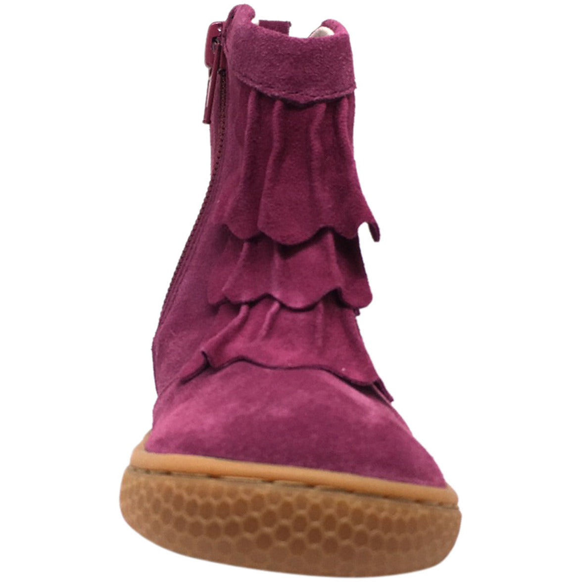 Livie & Luca Girls' Pepper Suede Ruffled Riding Boots - Mulberry Color | Stylish & Comfortable Ankle Boots for School, Play & Outdoor Activities