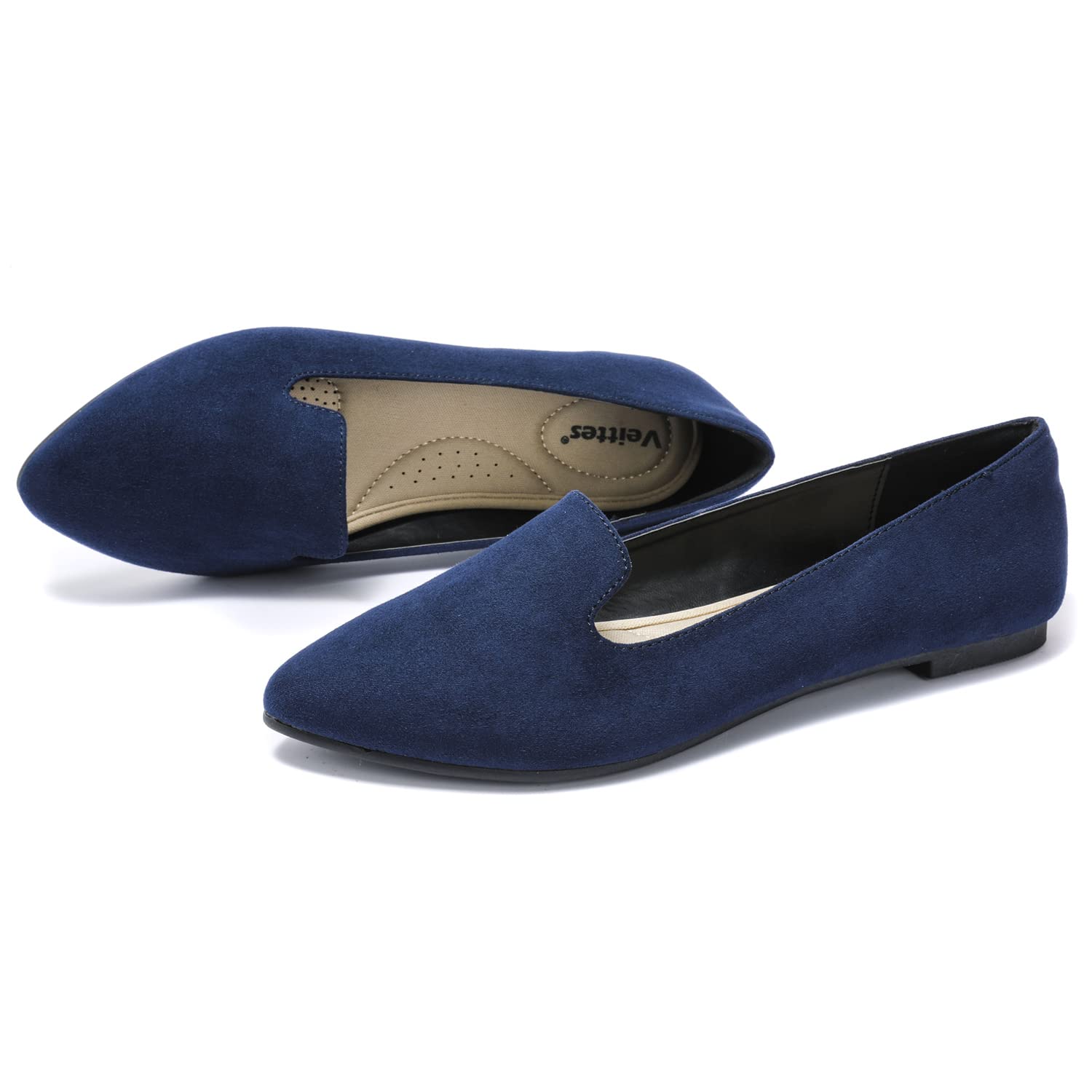 Veittes Women's Wide Width Flat Shoes - Classic Soft Pointed Ballet Flats for Comfort & Style | Perfect for Work, Travel & Casual Wear