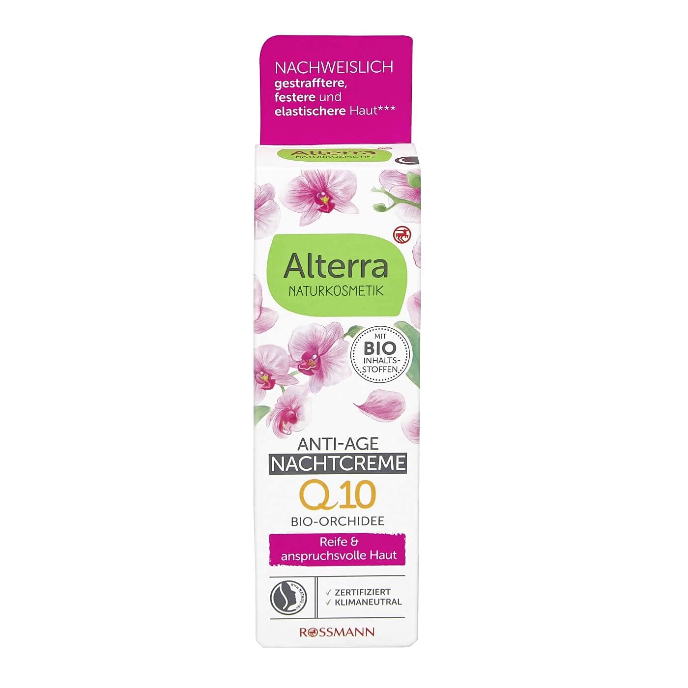 Alterra Anti-Aging Night Cream with Orchid Extract & Organic Argan Oil - 50ml for Mature Skin, Enriched with Vitamin E & Coenzyme Q10, Certified Natural Cosmetics, ÖKO-TEST GOOD - Perfect for Nighttime Skin Repair & Hydration