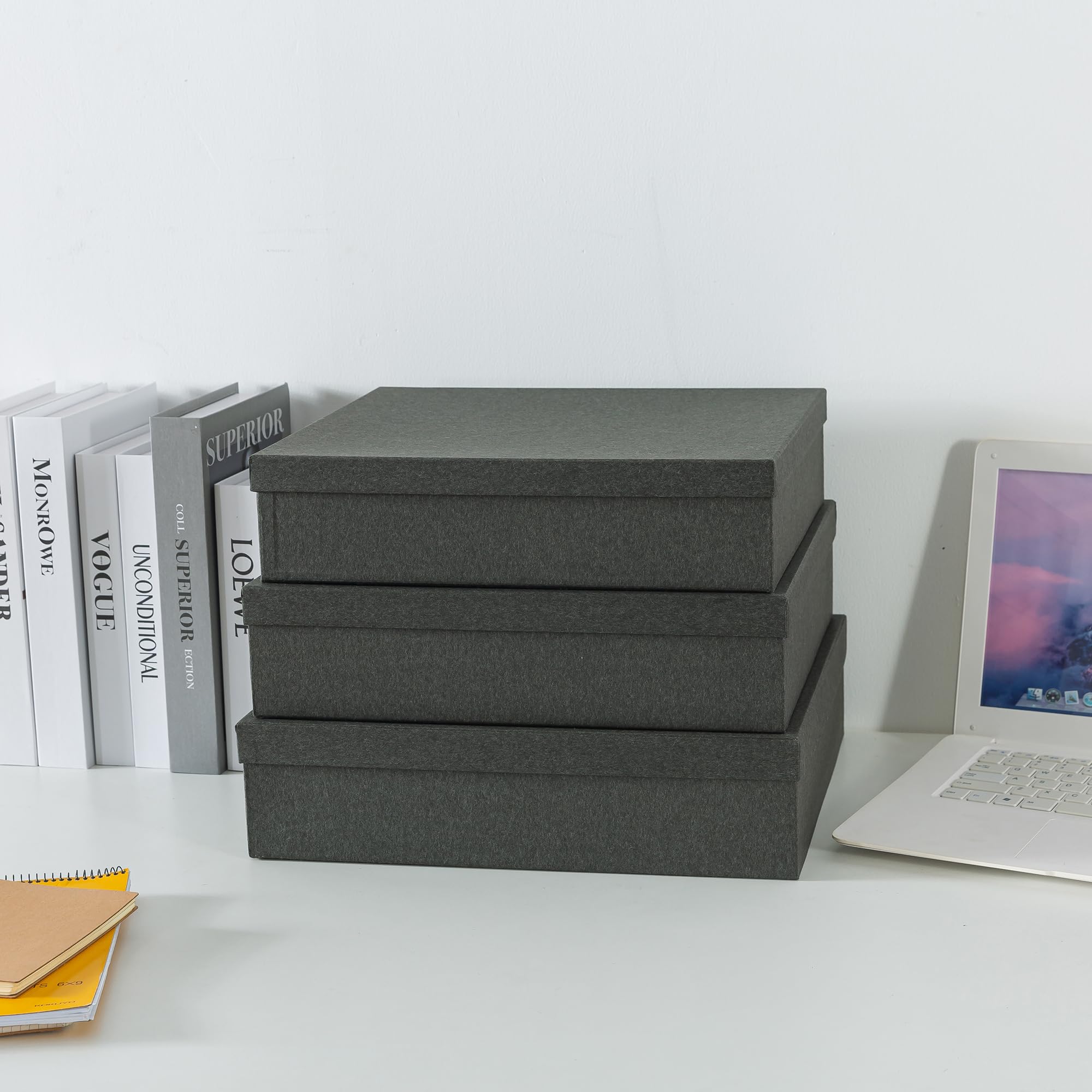 Decorative Storage Box Set for Keepsakes, Photos & Office - Black Kraft