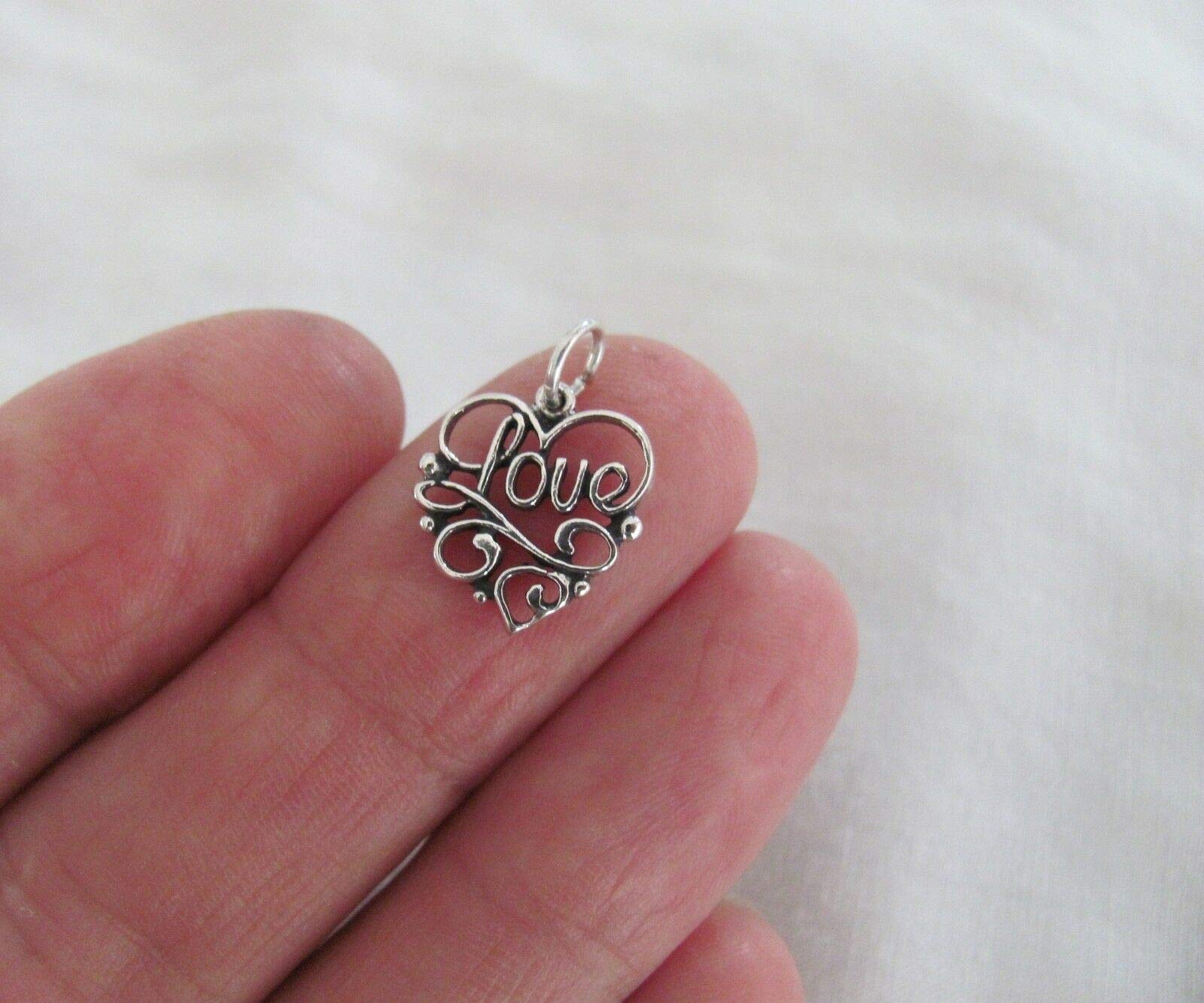Charm - Sterling Silver Pendant - Elegant Filigree Love Heart Jewelry for Necklace - Perfect for Gifts, Anniversaries & Romantic Occasions