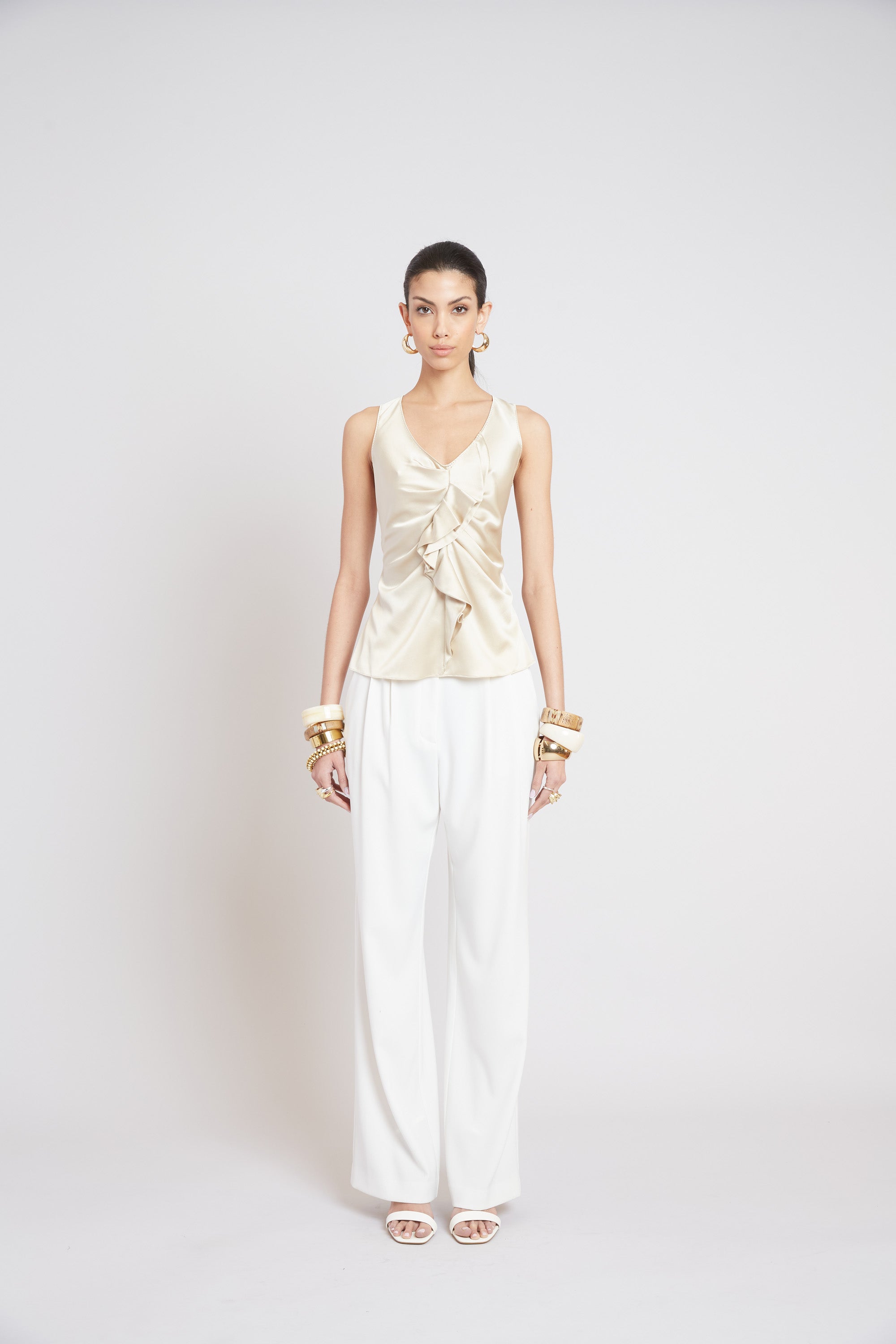 Elegant Silk Cascade Top for Women - Flowy Blouse for Casual & Evening Wear - Perfect for Parties, Dates & Office Outfits