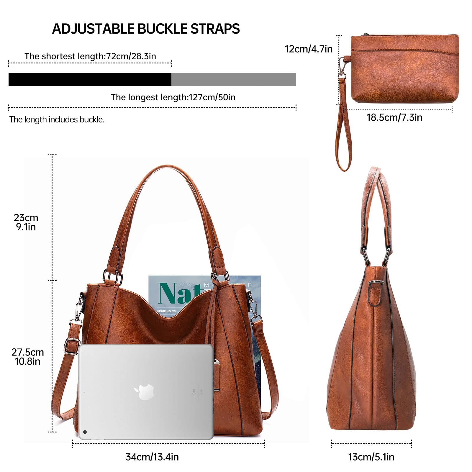 Stylish Large Leather Tote Bag for Women - Crossbody Hobo Shoulder Bag with Matching Purse Set | Perfect for Work, Travel & Everyday Use