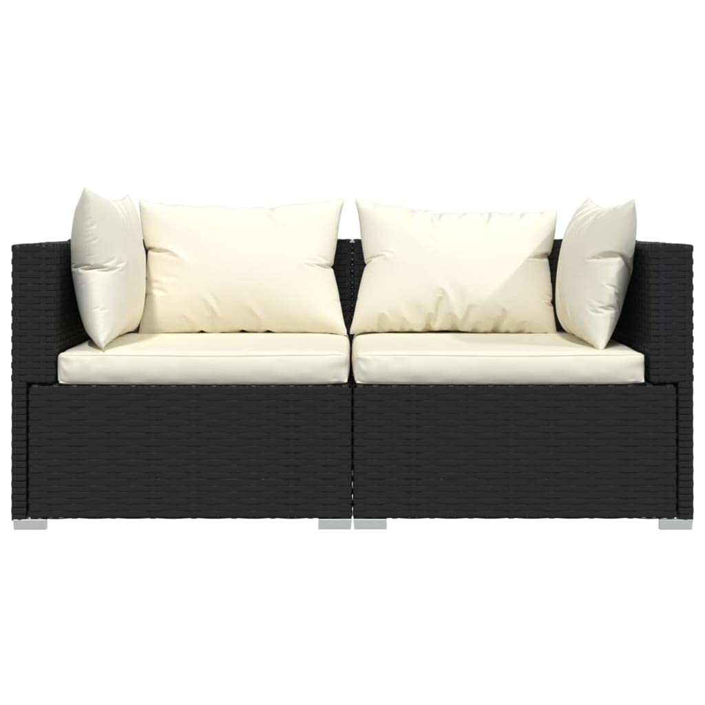 3-Piece Patio Lounge Set with Cushions - Black Poly Rattan Outdoor Furniture for Garden, Poolside & Backyard Relaxation (27.15g)