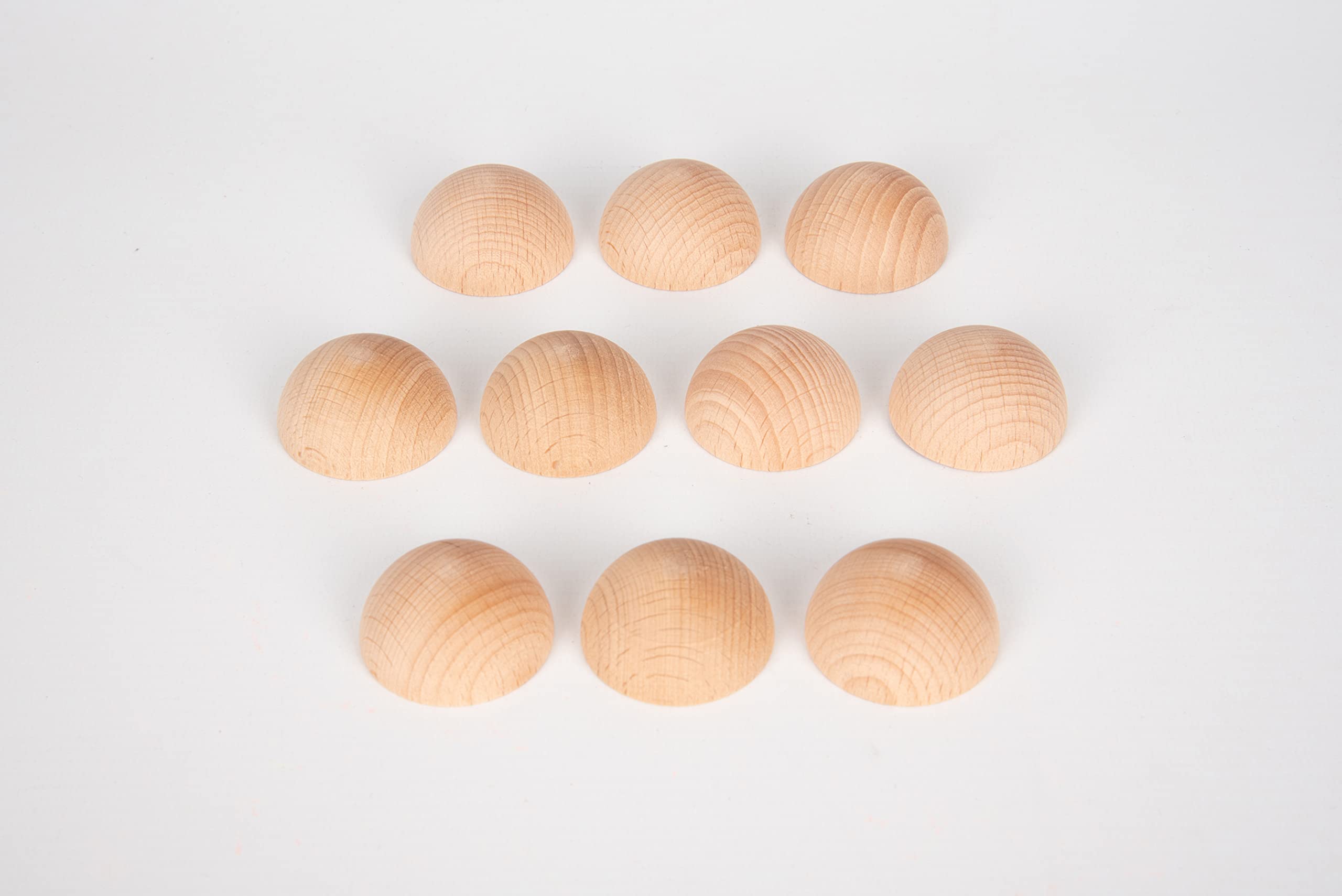 TickiT 73883 Natural Wooden Semispheres - 10-Piece Set for Heuristic Play, Sensory Exploration & Early Learning | Perfect for Montessori, Daycare & Home Education Activities
