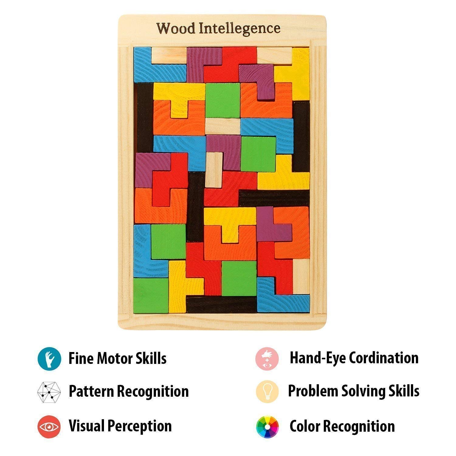 Wooden Russian Blocks Puzzle Set for Kids & Adults - 40 PCS Brain Teaser Toy with Storage Bag, Educational Gift for Ages 3-8 | Family Game Night, Classroom Learning & Travel Activity