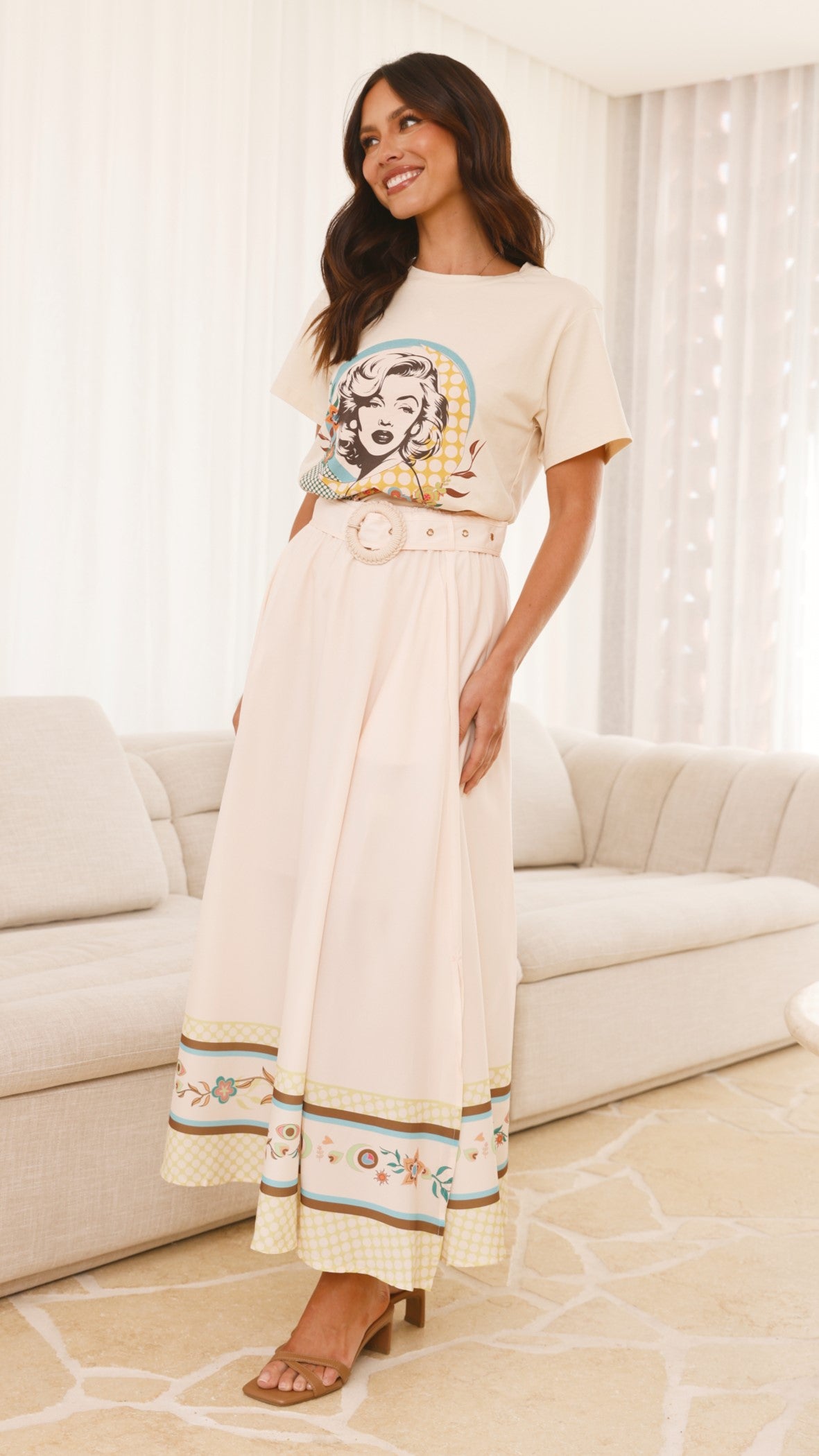Lainey Maxi Skirt for Women - Flowy A-Line Long Skirt in Peach - Perfect for Summer, Beach, Boho Outfits & Casual Wear