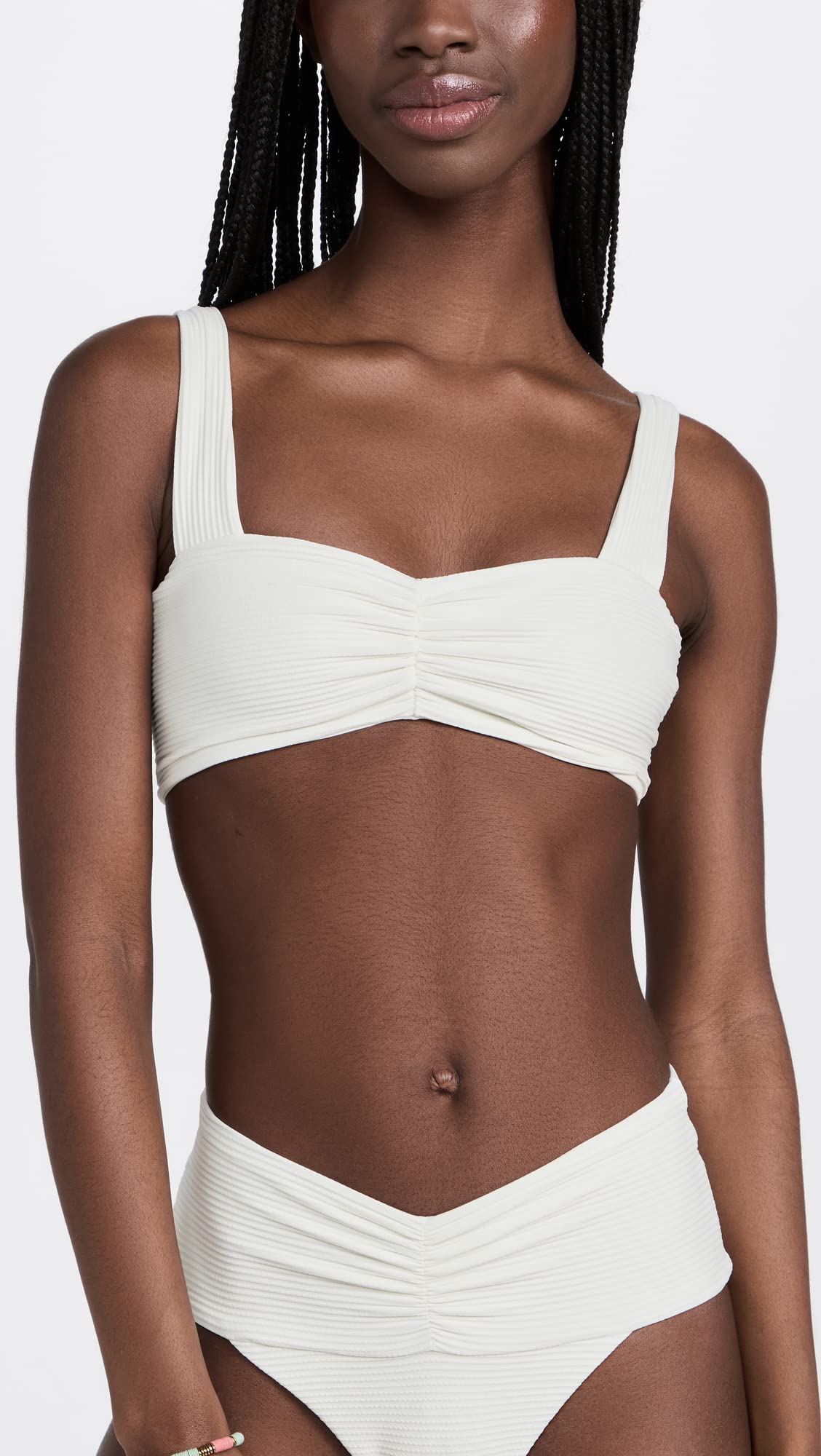L*Space Eco Chic Econyl Marlee Bikini Top for Women - Sustainable Ribbed Swim Bralette with Front Ruching | Perfect for Beach Vacations, Pool Parties & Summer Getaways