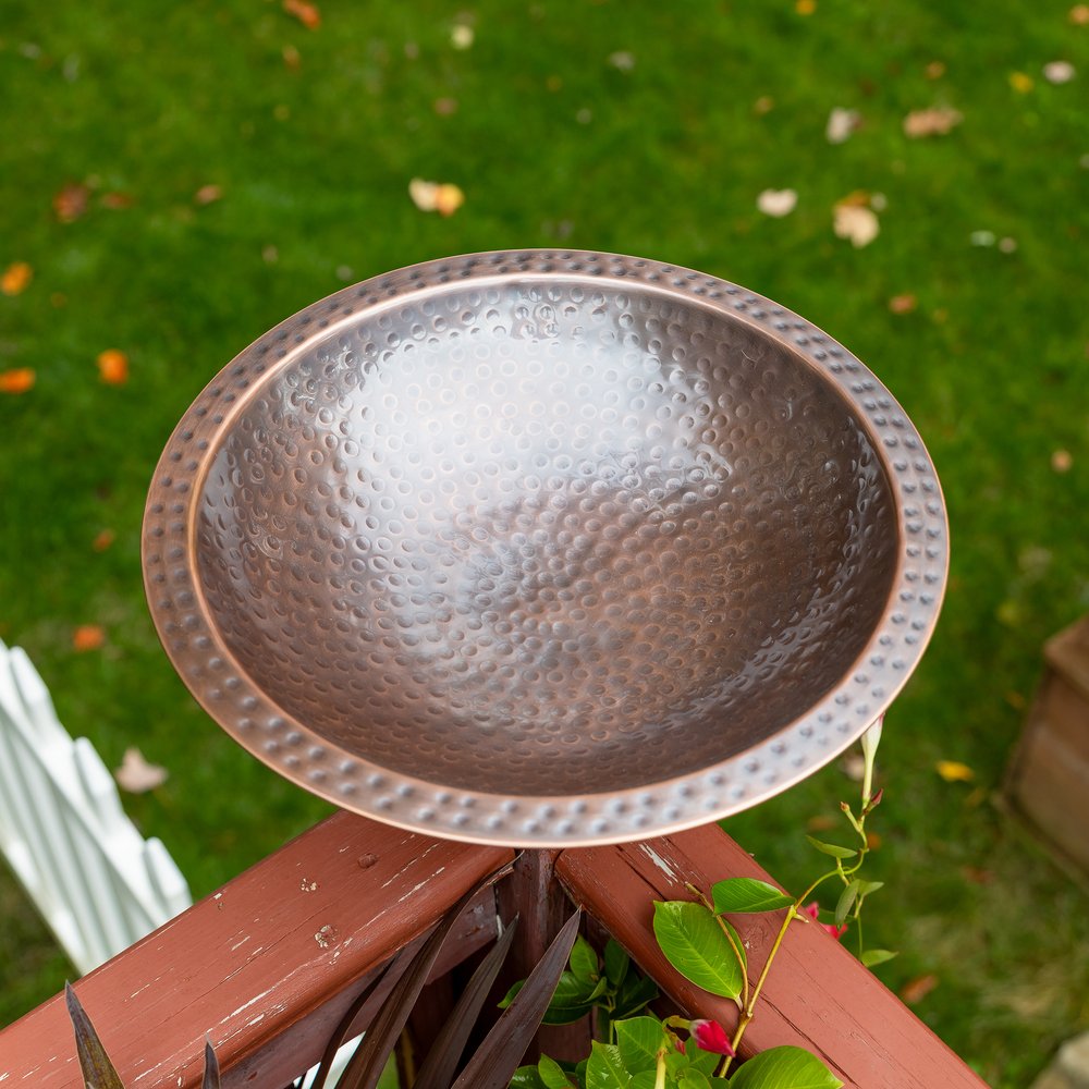 Achla Designs Hammered Copper Birdbath for 4x4 Post - Outdoor Garden Decor for Birds & Wildlife - Perfect for Backyard, Patio, and Garden Decorations
