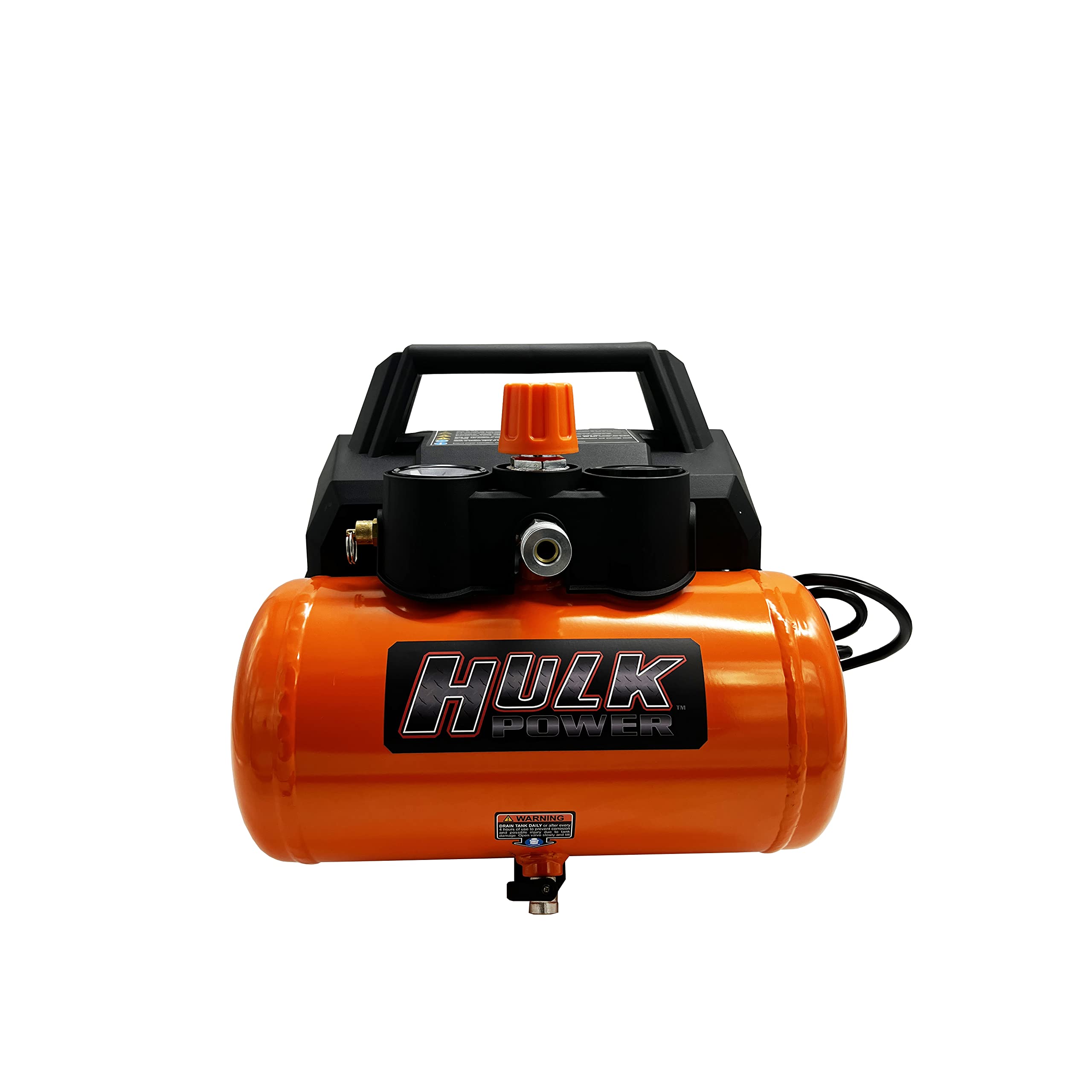 EMAX Hulk 1HP Portable Air Compressor - 1.6 Gallon Oil-Free Silent Air Pump with 125 Max PSI for Home Garage, DIY Projects & Inflating Tires, Balls & Pool Toys - HP01P002SS