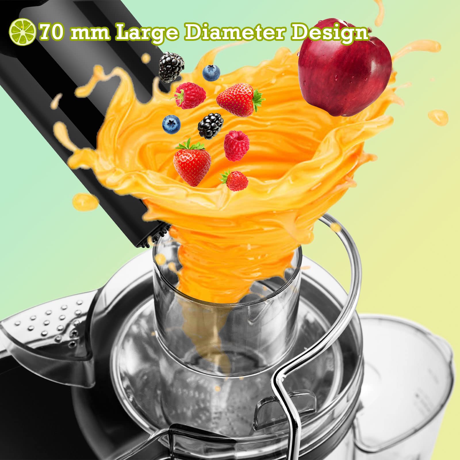 CLIPOP 600W Electric Juicer Machine - Wide Mouth Centrifugal Juicer for Whole Fruits & Vegetables, Stainless Steel Juice Extractor with Dual Speed & Overload Protection, Easy to Clean - Perfect for Healthy Juicing at Home, Gym or Office