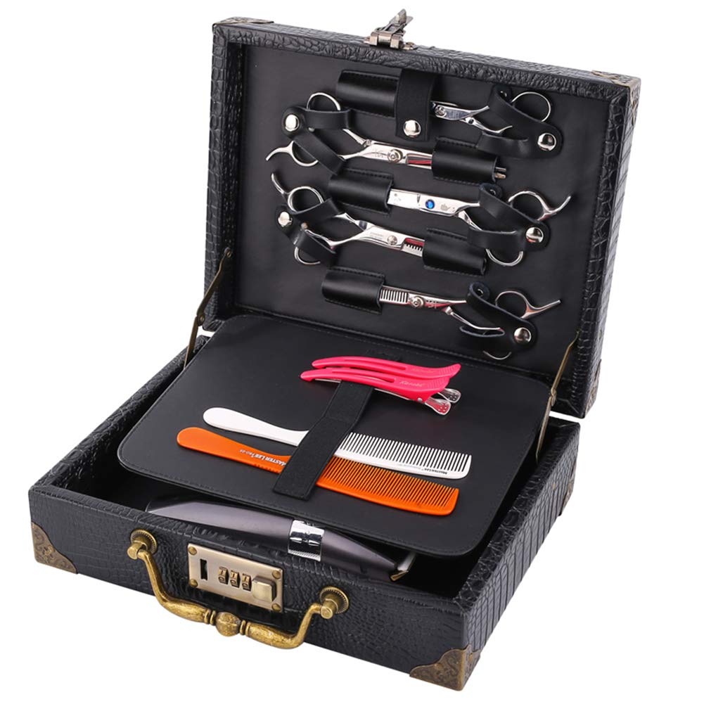 Professional Barber Travel Organizer Box with Password Lock - Retro Style Suitcase Storage Case for Hair Stylists - Black, 30x23x9.5cm - Perfect for Salon Tools, Travel & Secure Storage