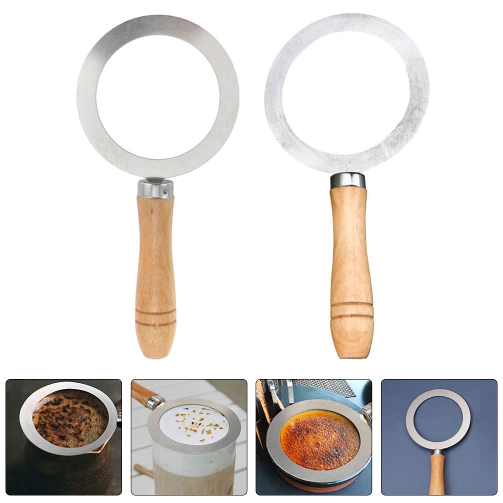 2PCS Stainless Steel Milk Tea Creme Brulee Ring - Baking Cup Rim Cover & Coffee Cup Gasket Tool for DIY Desserts, Bubble Tea, and Cafe Drinks