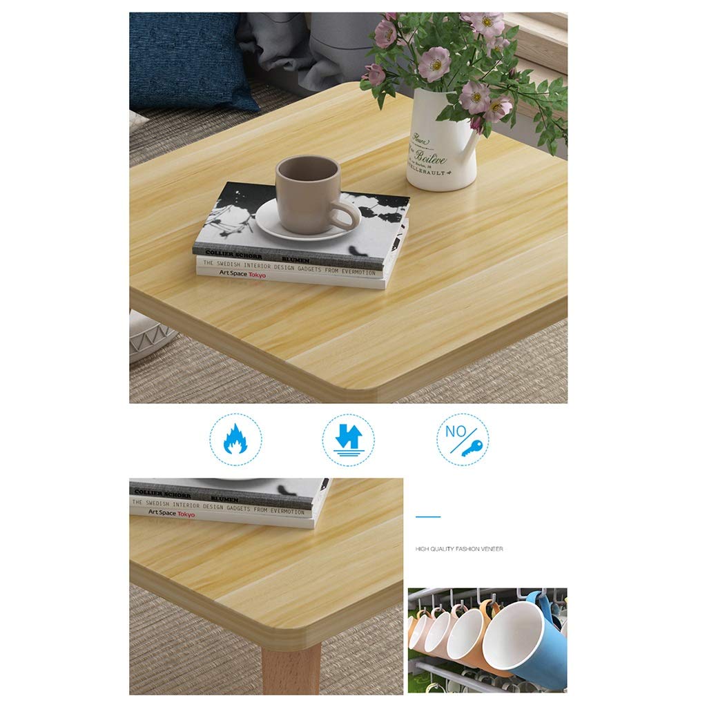 Nordic Solid Wood Coffee Table - 50x50x33cm Small Square Low Table for Apartments, Bedside, Sofa & Computer Use | Simple Leisure Design, Sturdy Wooden Legs | Perfect for Living Room, Bedroom & Office Spaces